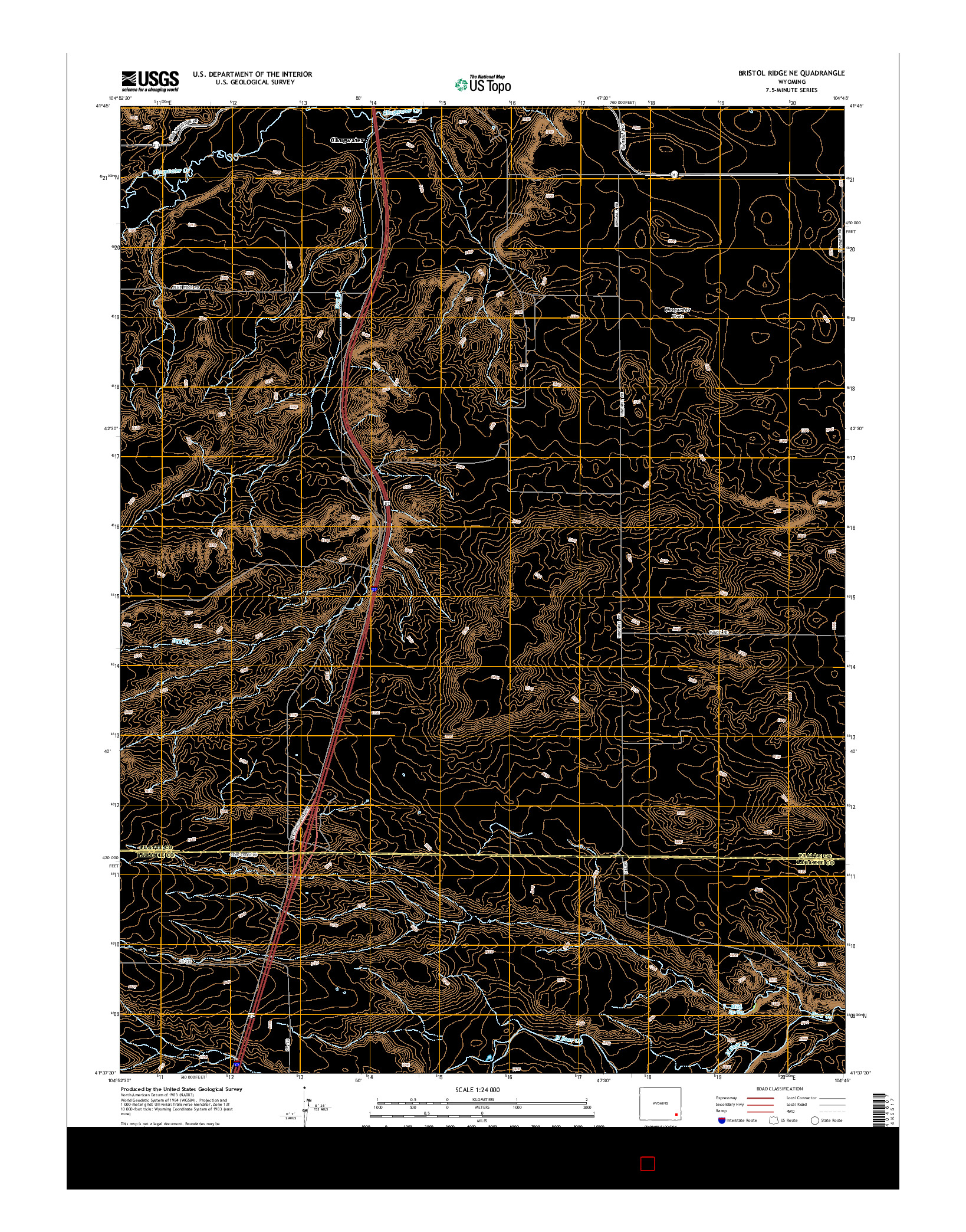 USGS US TOPO 7.5-MINUTE MAP FOR BRISTOL RIDGE NE, WY 2015