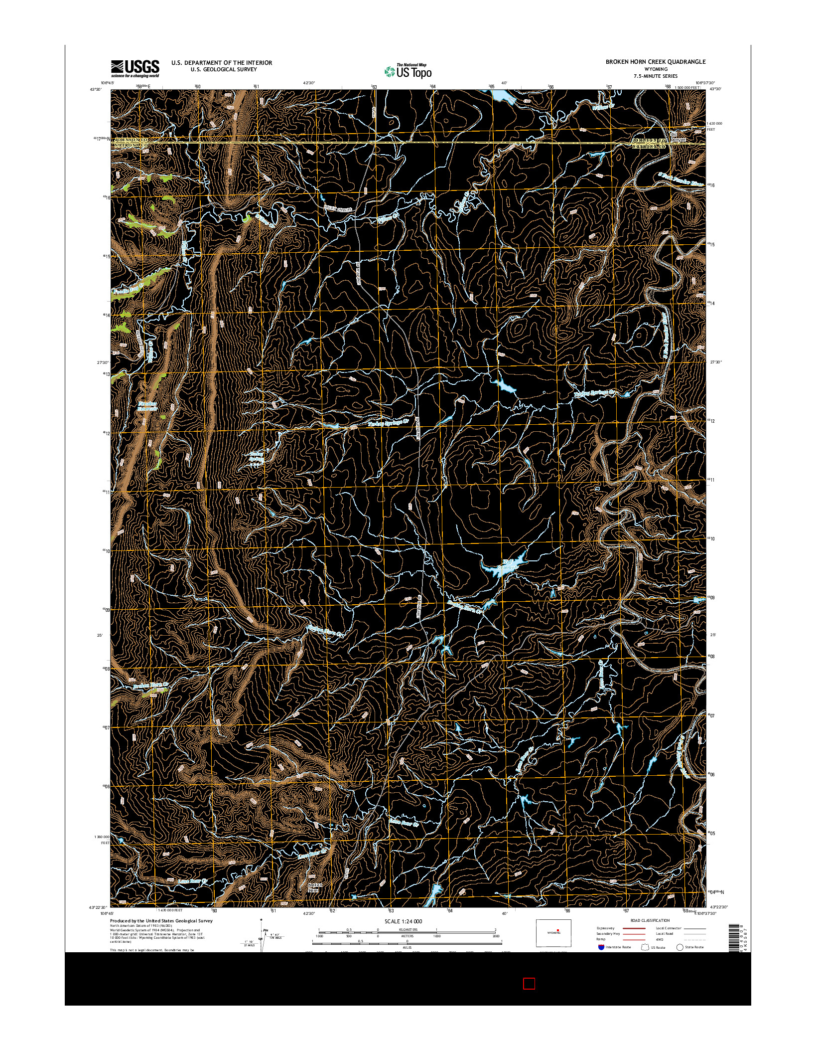 USGS US TOPO 7.5-MINUTE MAP FOR BROKEN HORN CREEK, WY 2015