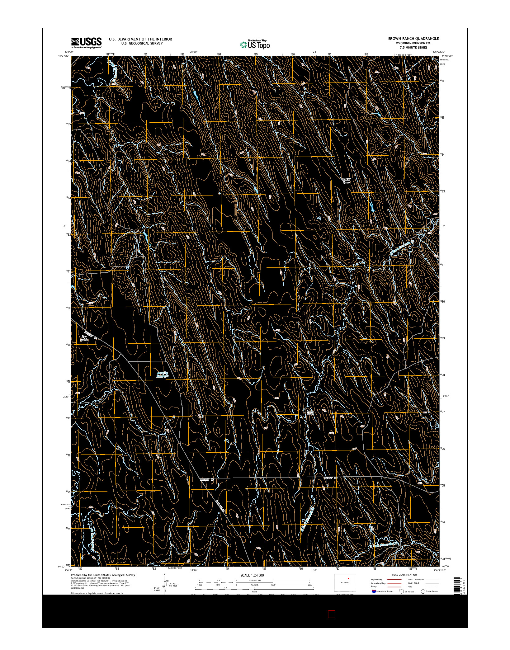 USGS US TOPO 7.5-MINUTE MAP FOR BROWN RANCH, WY 2015