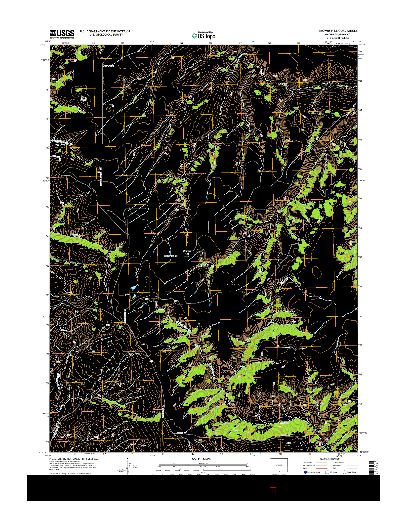 USGS US TOPO 7.5-MINUTE MAP FOR BROWNS HILL, WY 2015