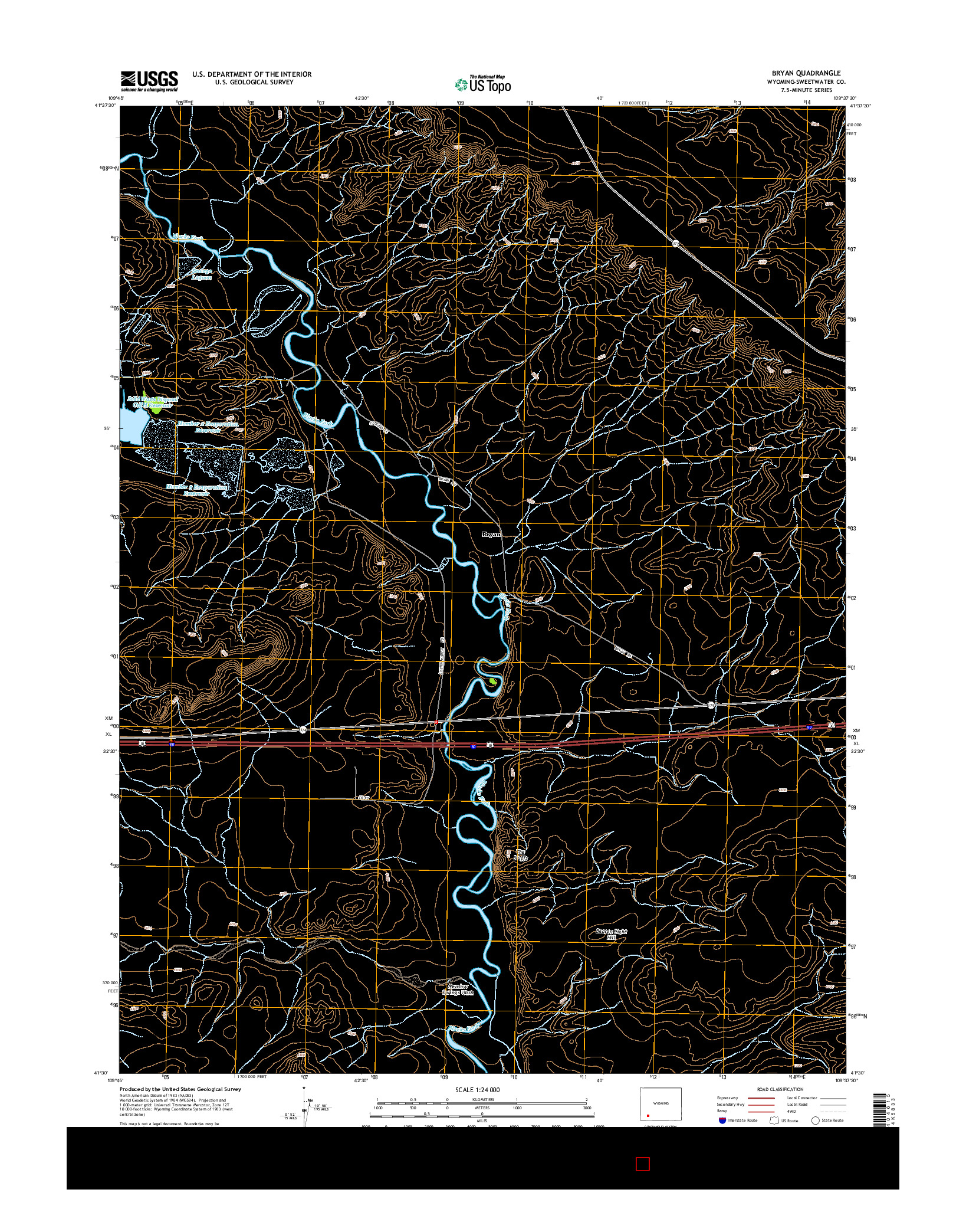 USGS US TOPO 7.5-MINUTE MAP FOR BRYAN, WY 2015