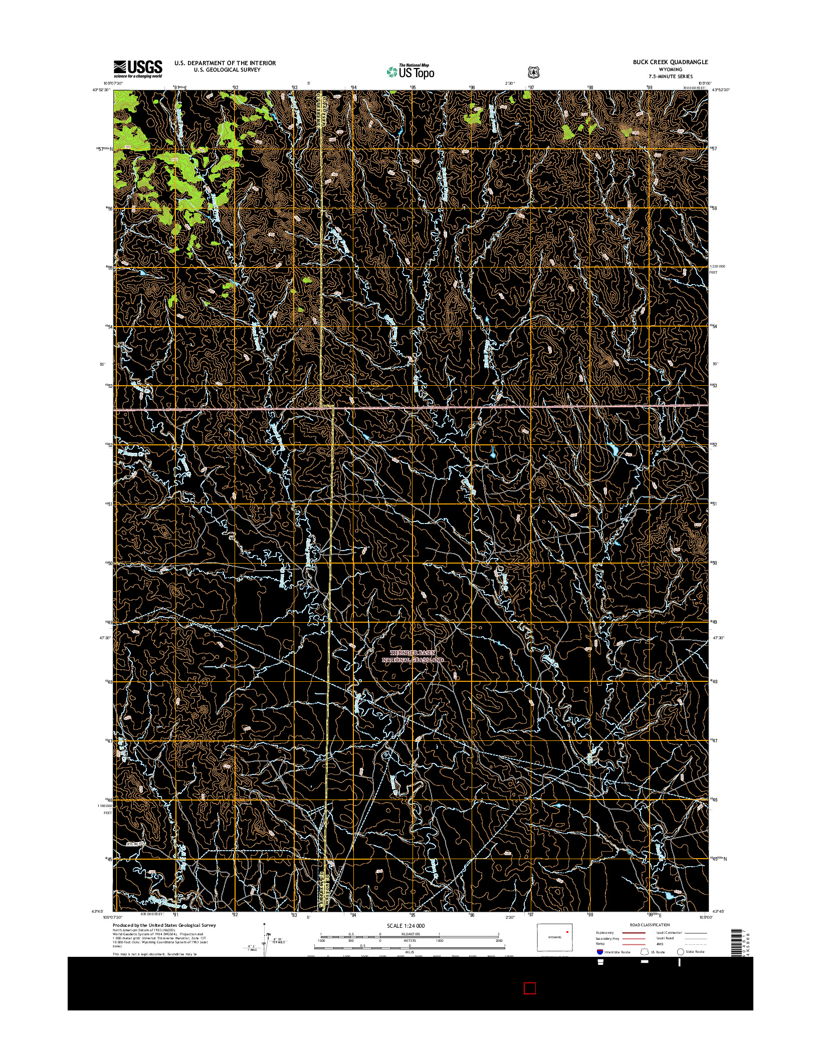 USGS US TOPO 7.5-MINUTE MAP FOR BUCK CREEK, WY 2015