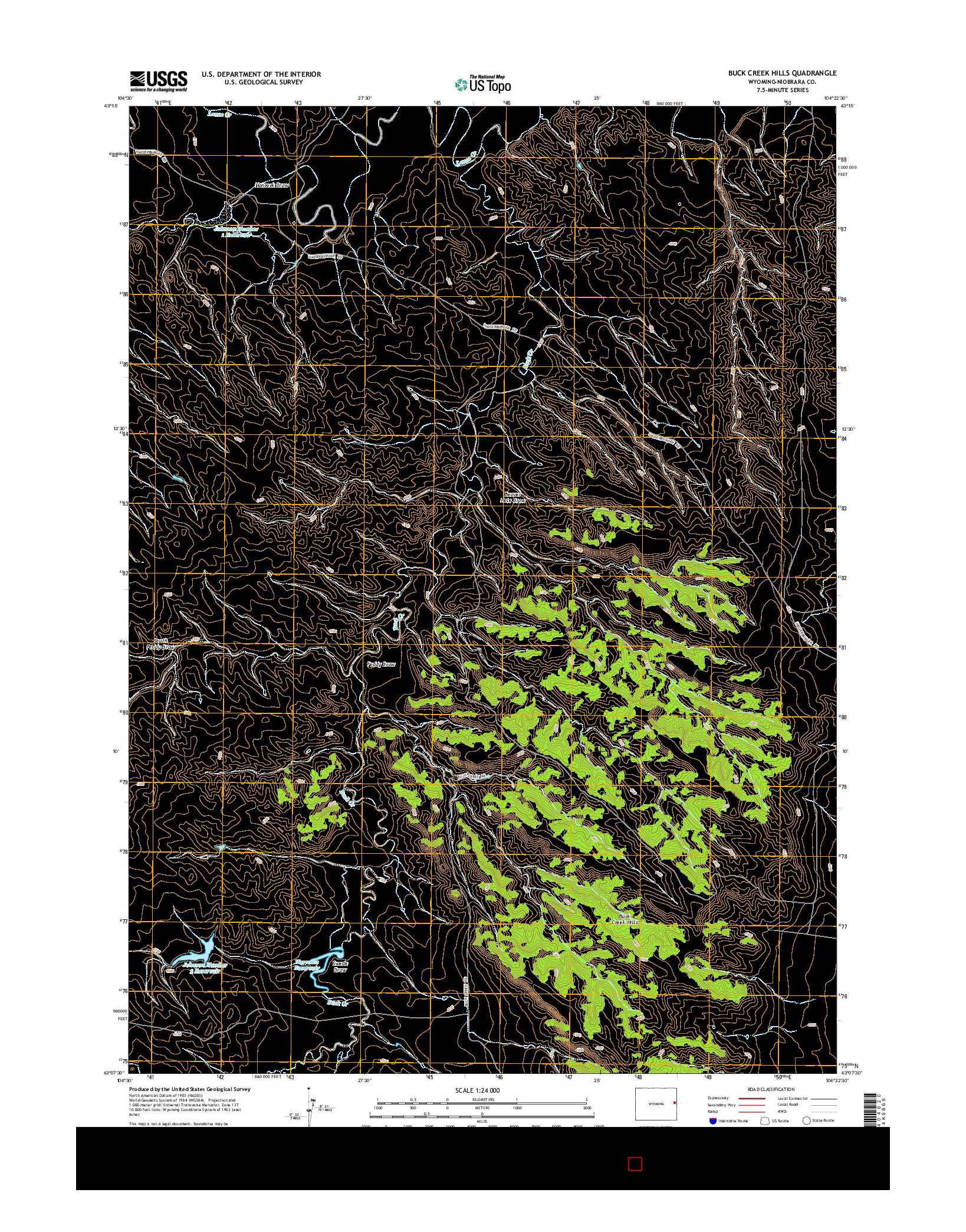 USGS US TOPO 7.5-MINUTE MAP FOR BUCK CREEK HILLS, WY 2015