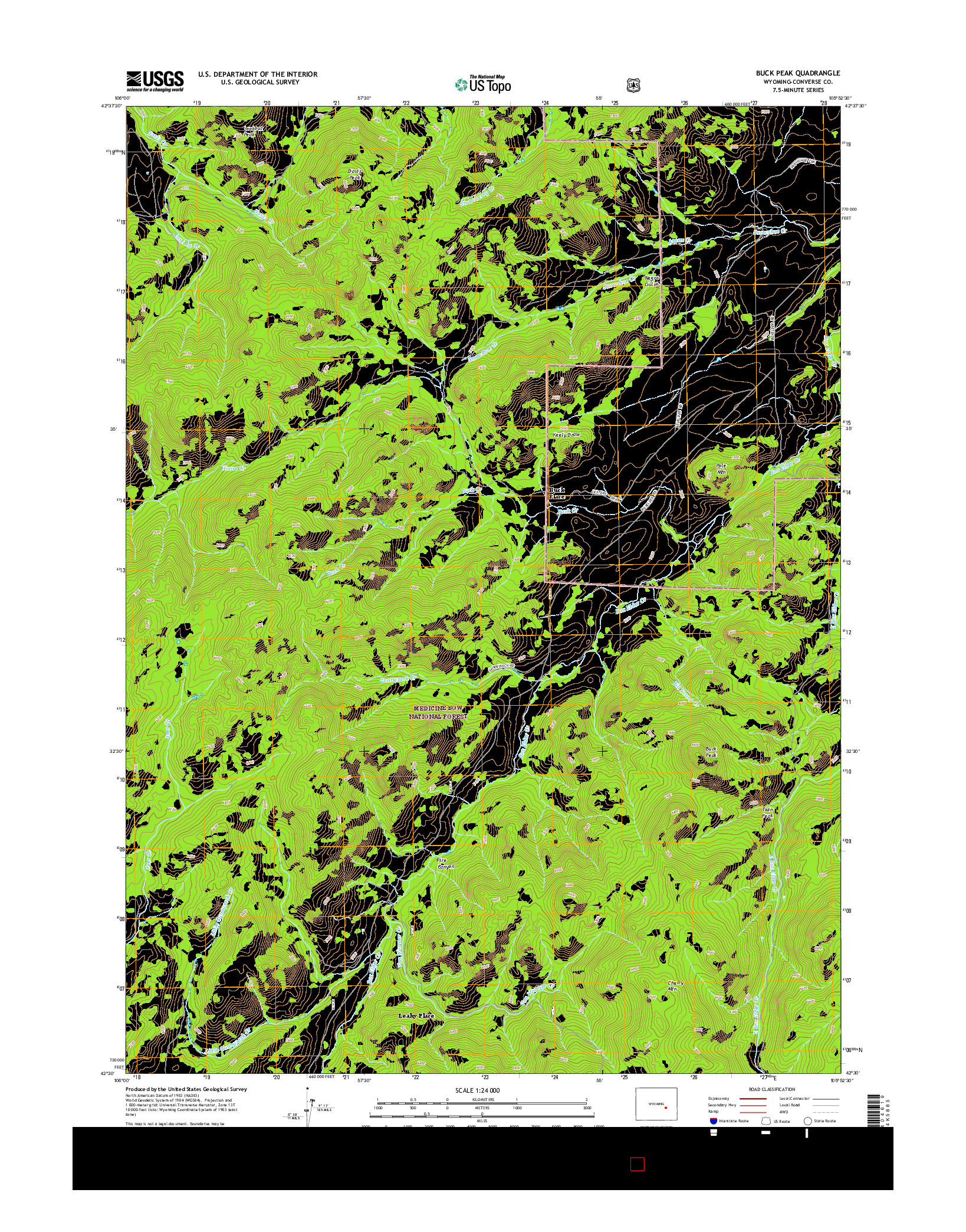 USGS US TOPO 7.5-MINUTE MAP FOR BUCK PEAK, WY 2015