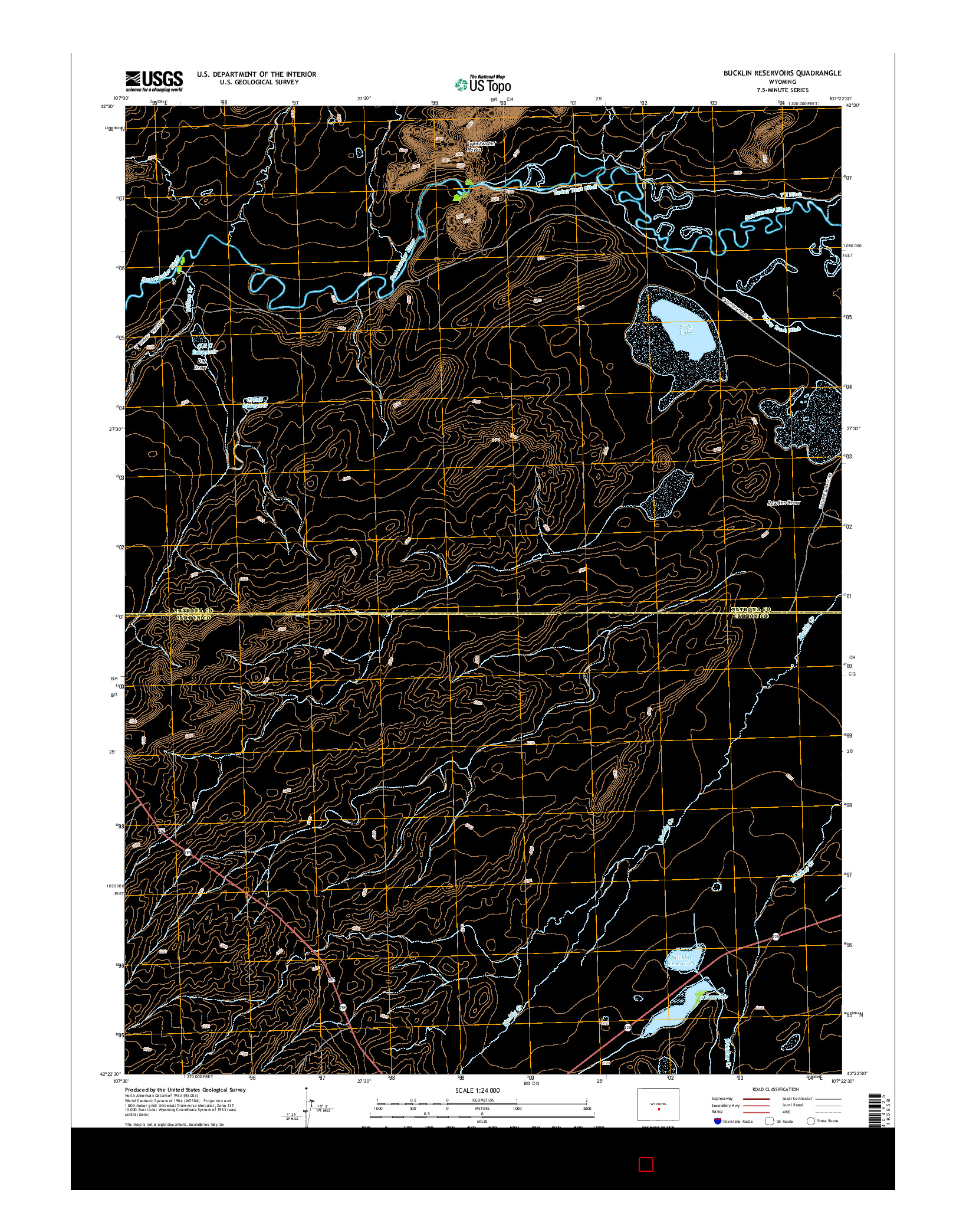 USGS US TOPO 7.5-MINUTE MAP FOR BUCKLIN RESERVOIRS, WY 2015
