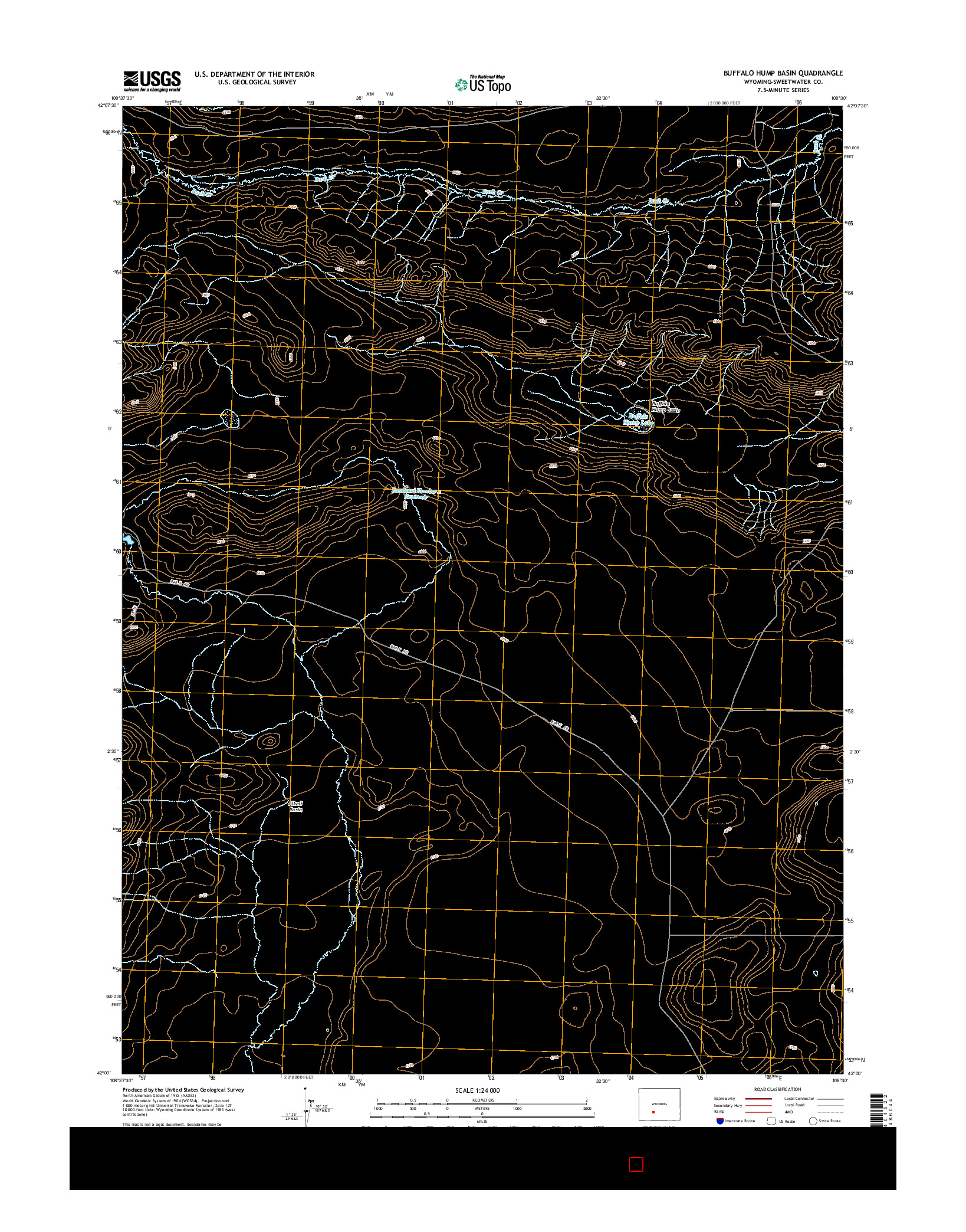 USGS US TOPO 7.5-MINUTE MAP FOR BUFFALO HUMP BASIN, WY 2015