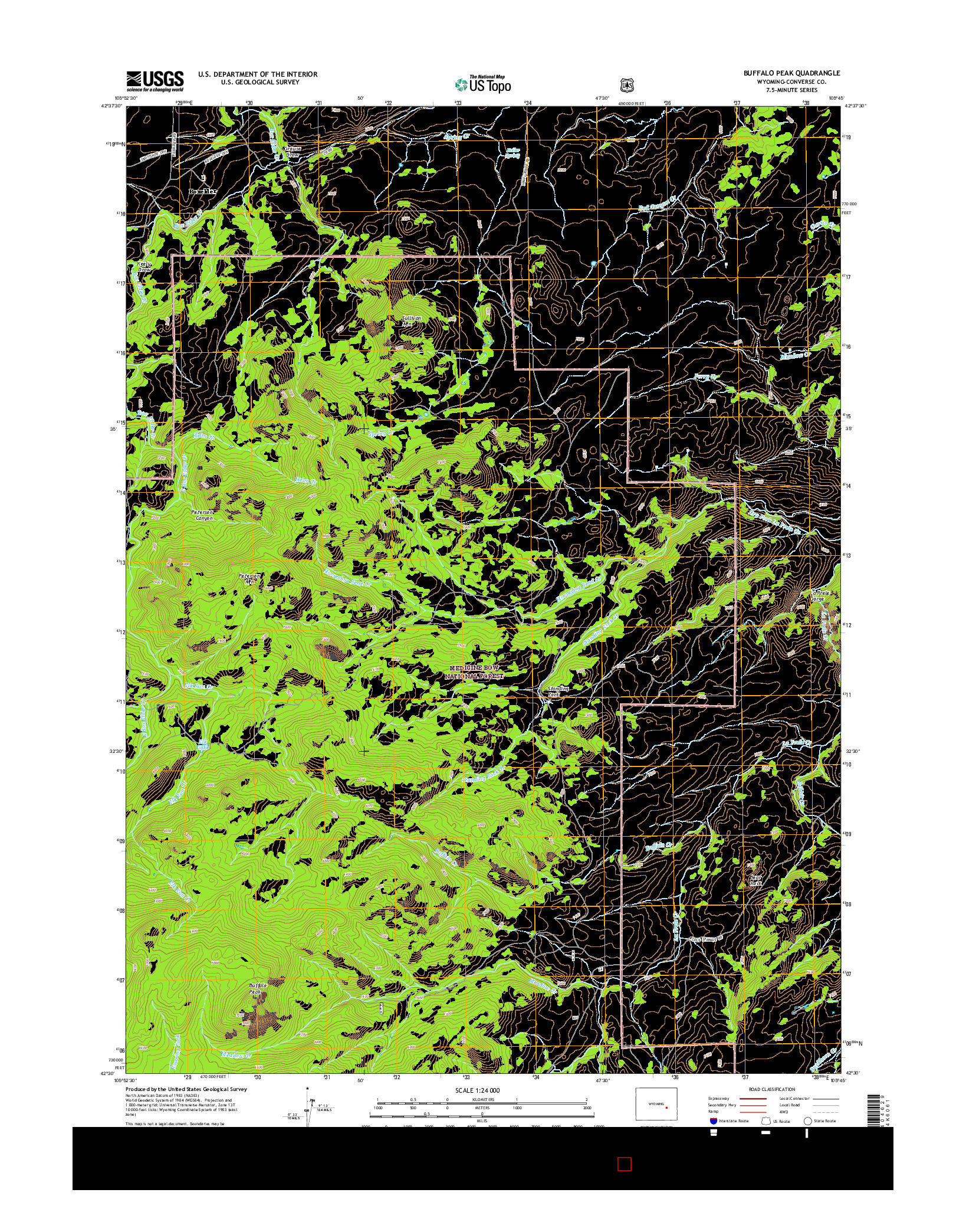 USGS US TOPO 7.5-MINUTE MAP FOR BUFFALO PEAK, WY 2015