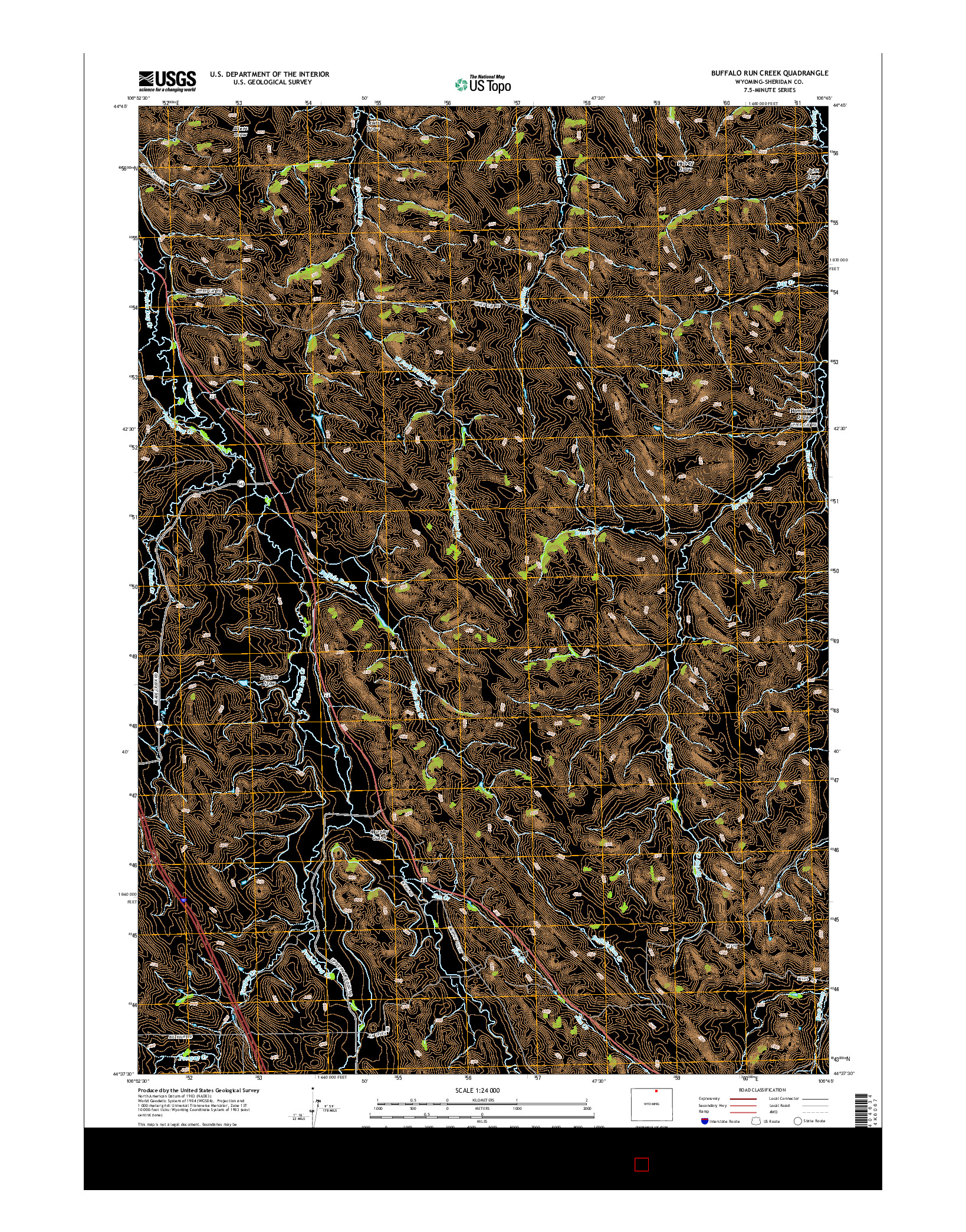 USGS US TOPO 7.5-MINUTE MAP FOR BUFFALO RUN CREEK, WY 2015