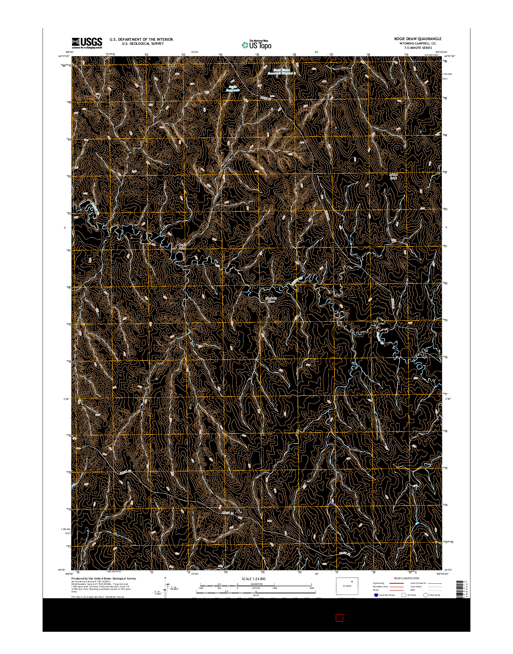 USGS US TOPO 7.5-MINUTE MAP FOR BOGIE DRAW, WY 2015