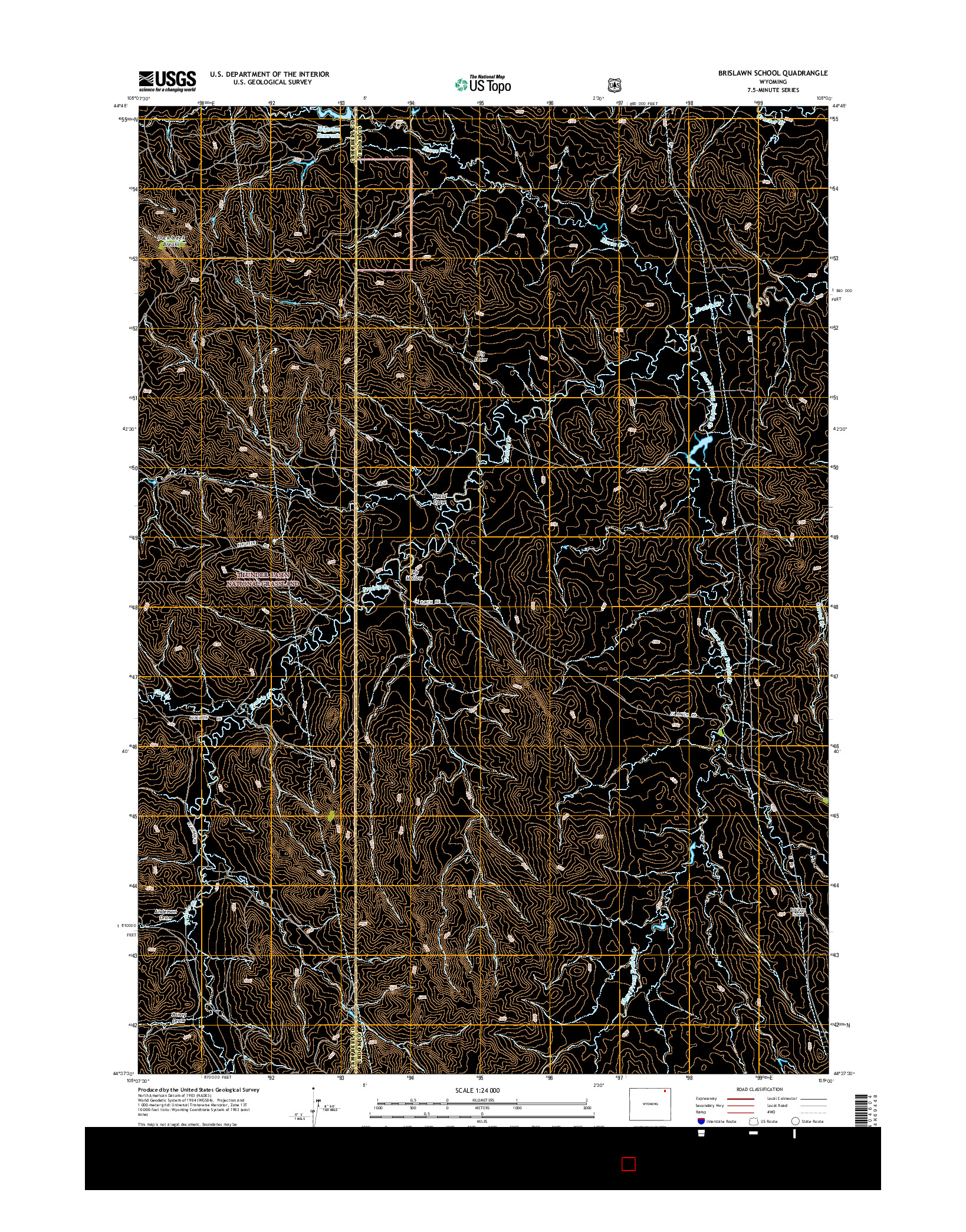 USGS US TOPO 7.5-MINUTE MAP FOR BRISLAWN SCHOOL, WY 2015