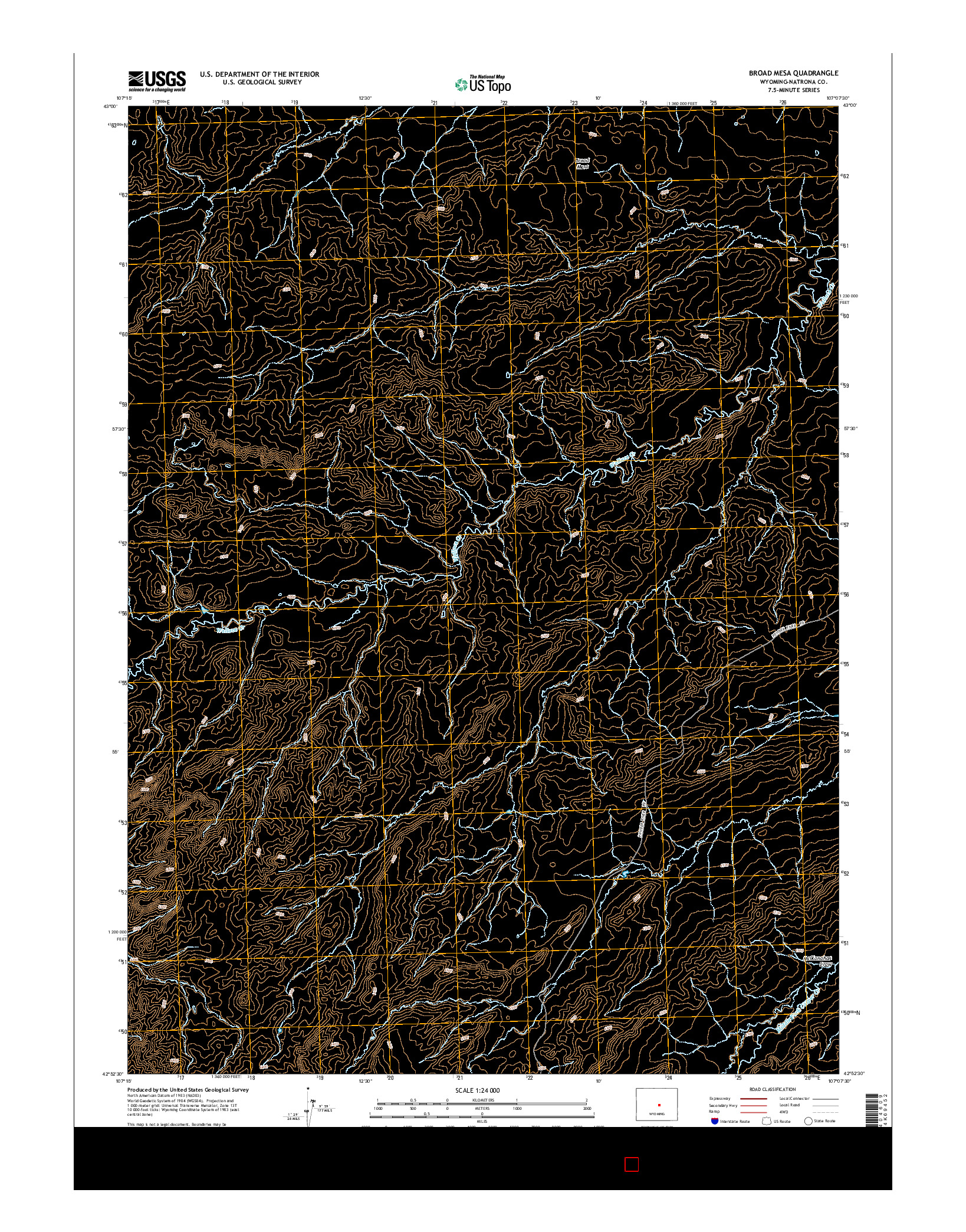 USGS US TOPO 7.5-MINUTE MAP FOR BROAD MESA, WY 2015