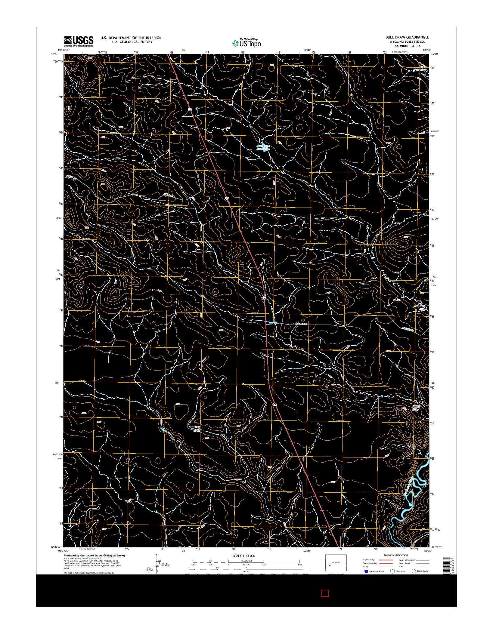 USGS US TOPO 7.5-MINUTE MAP FOR BULL DRAW, WY 2015