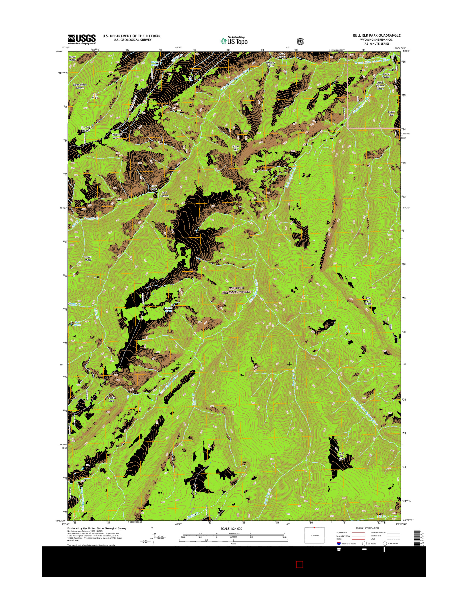 USGS US TOPO 7.5-MINUTE MAP FOR BULL ELK PARK, WY 2015
