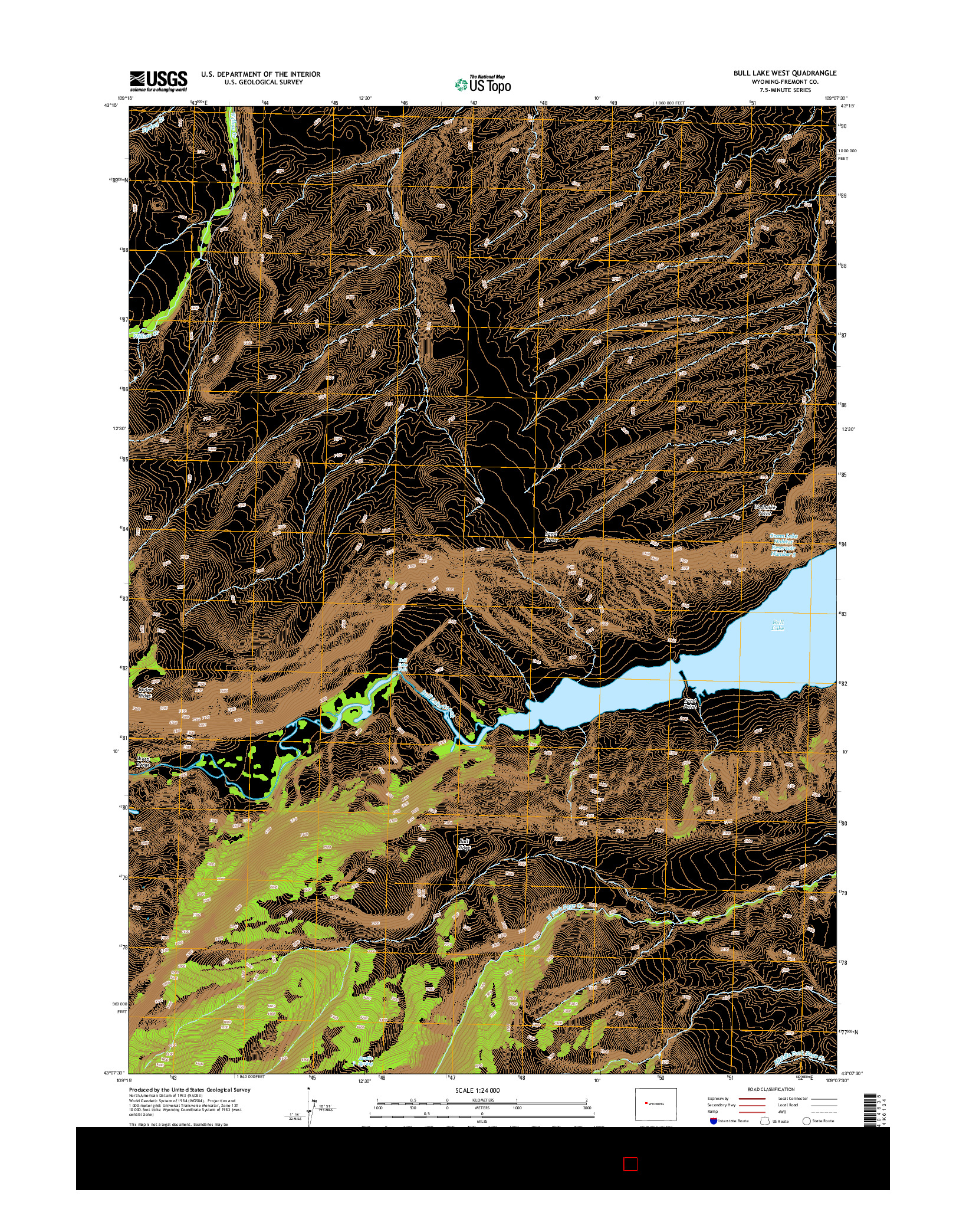 USGS US TOPO 7.5-MINUTE MAP FOR BULL LAKE WEST, WY 2015