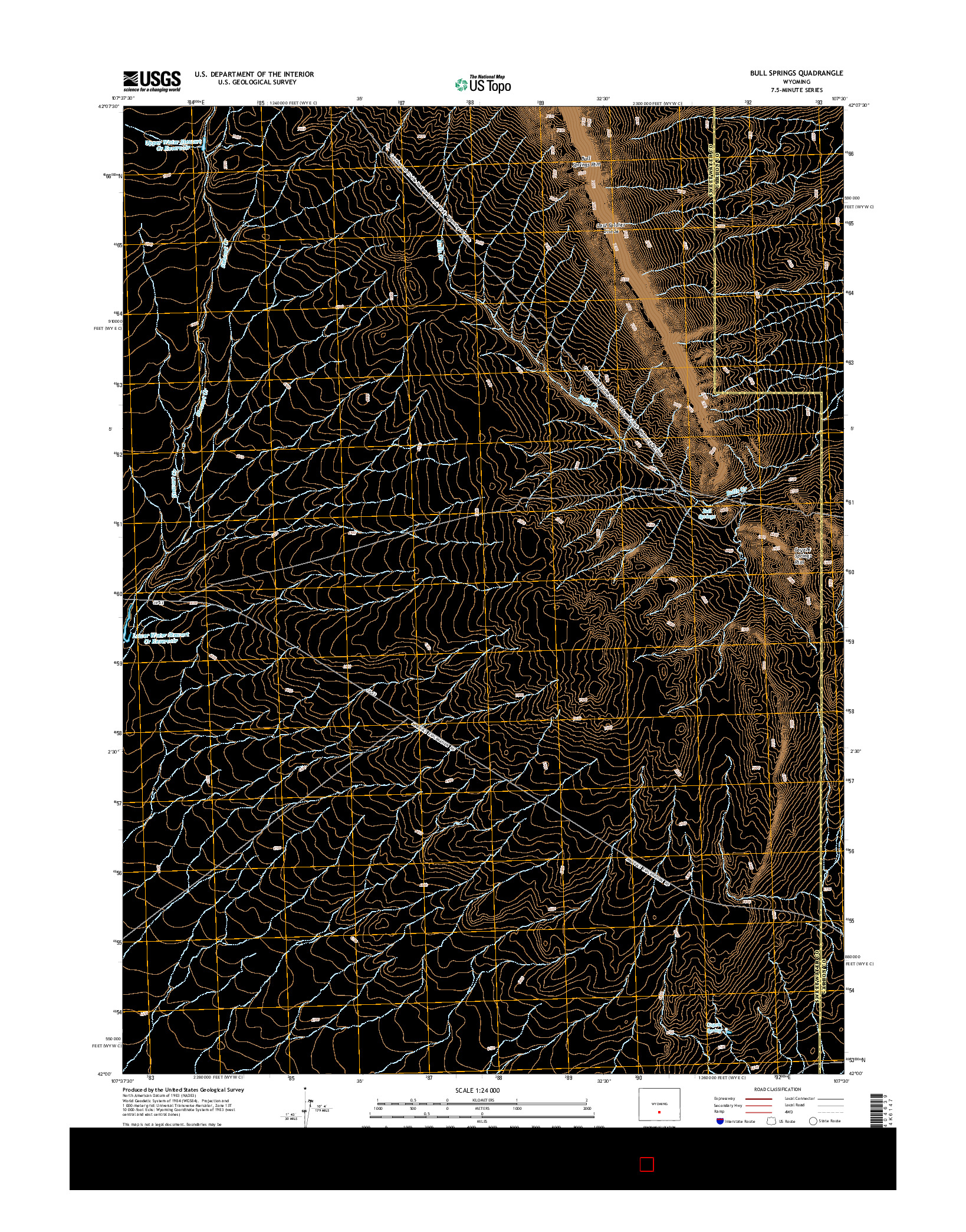 USGS US TOPO 7.5-MINUTE MAP FOR BULL SPRINGS, WY 2015