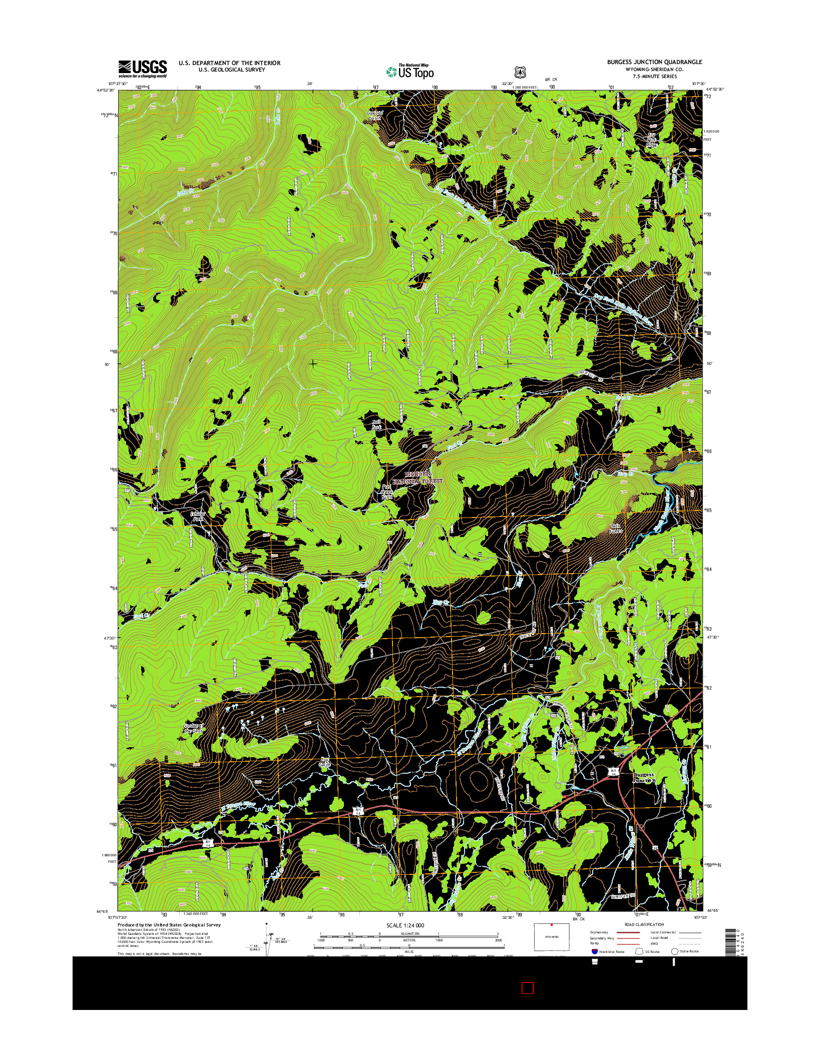 USGS US TOPO 7.5-MINUTE MAP FOR BURGESS JUNCTION, WY 2015