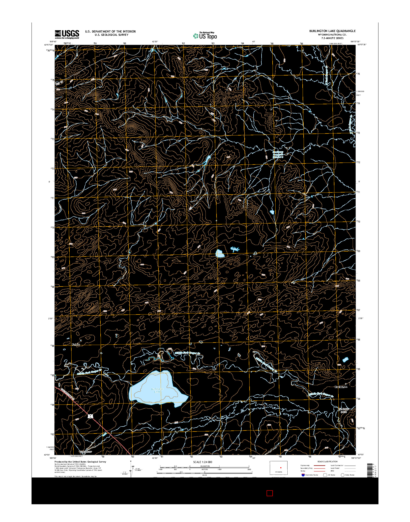USGS US TOPO 7.5-MINUTE MAP FOR BURLINGTON LAKE, WY 2015
