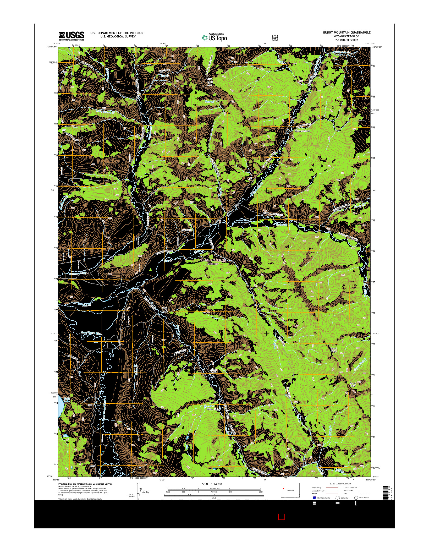 USGS US TOPO 7.5-MINUTE MAP FOR BURNT MOUNTAIN, WY 2015