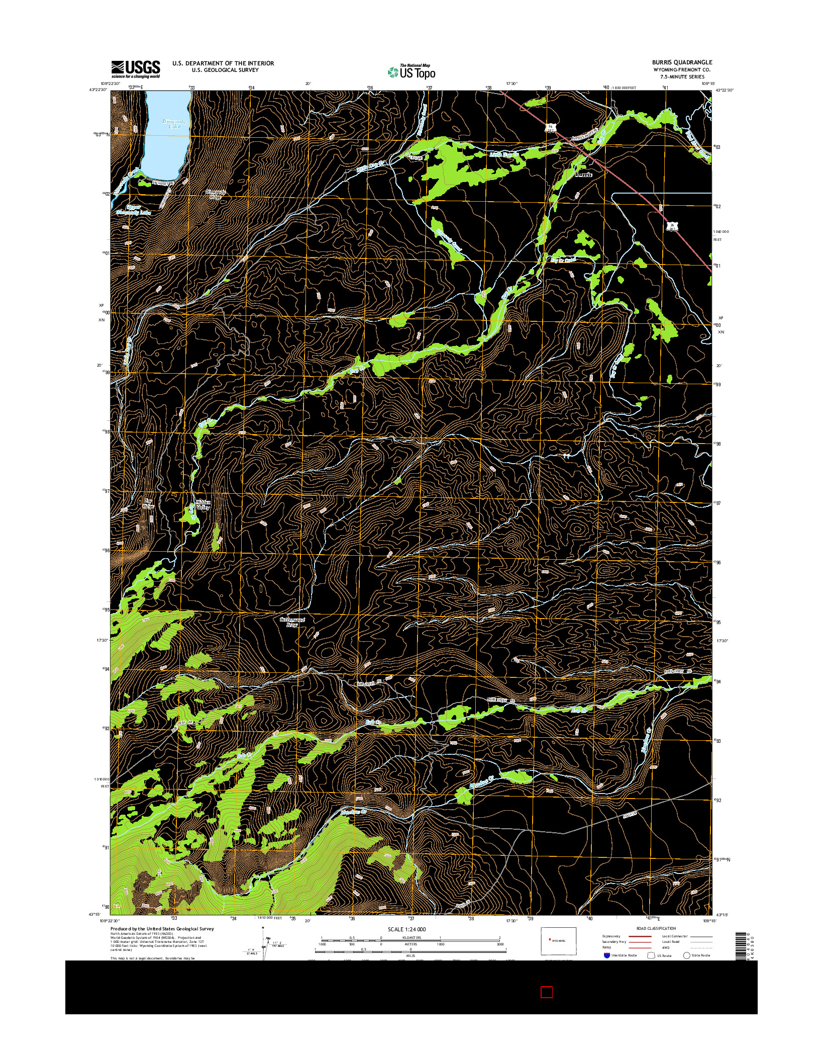 USGS US TOPO 7.5-MINUTE MAP FOR BURRIS, WY 2015