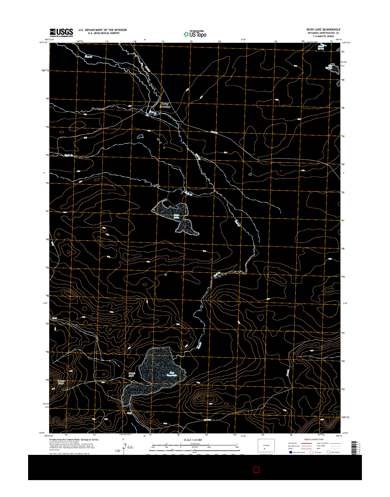 USGS US TOPO 7.5-MINUTE MAP FOR BUSH LAKE, WY 2015