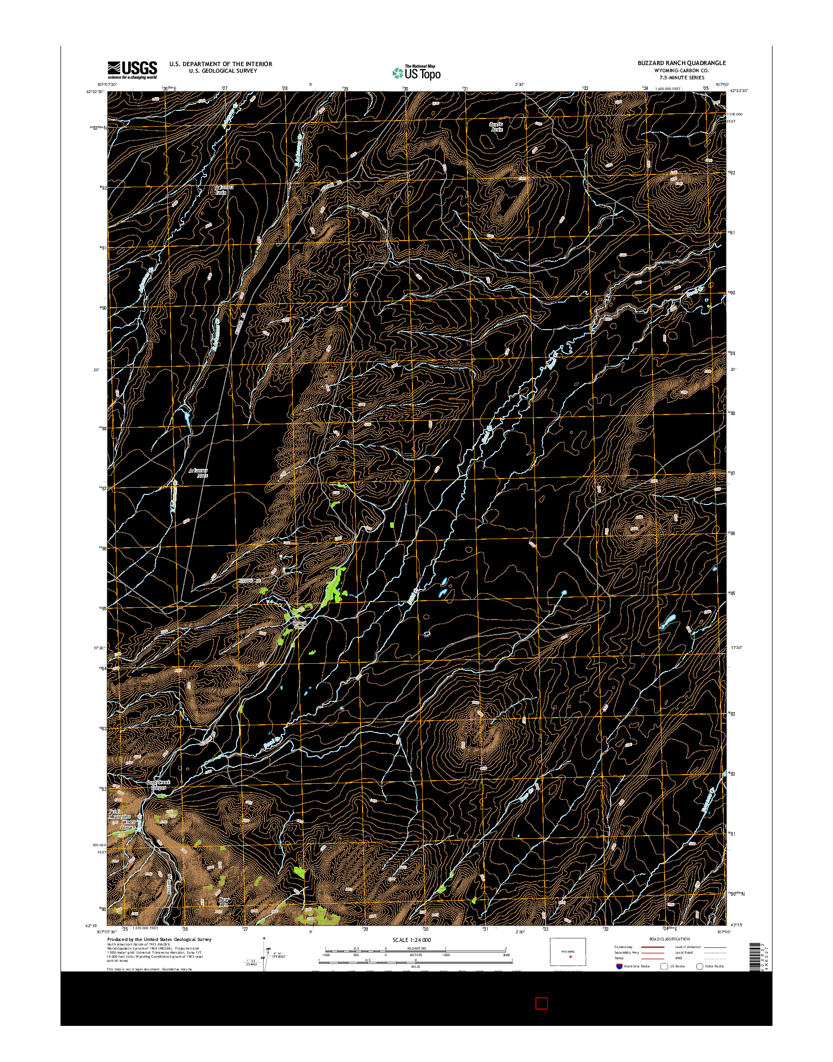 USGS US TOPO 7.5-MINUTE MAP FOR BUZZARD RANCH, WY 2015