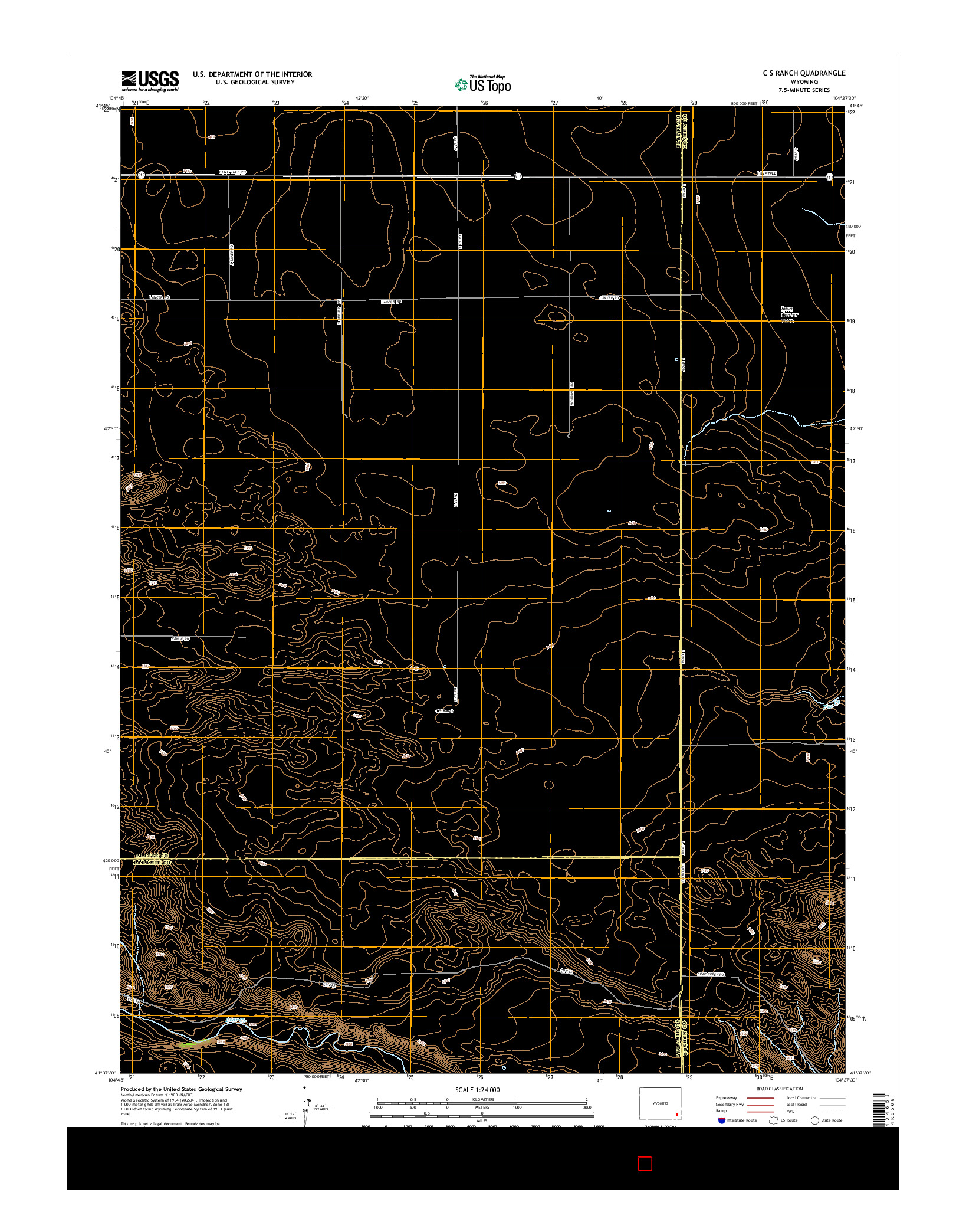 USGS US TOPO 7.5-MINUTE MAP FOR C S RANCH, WY 2015