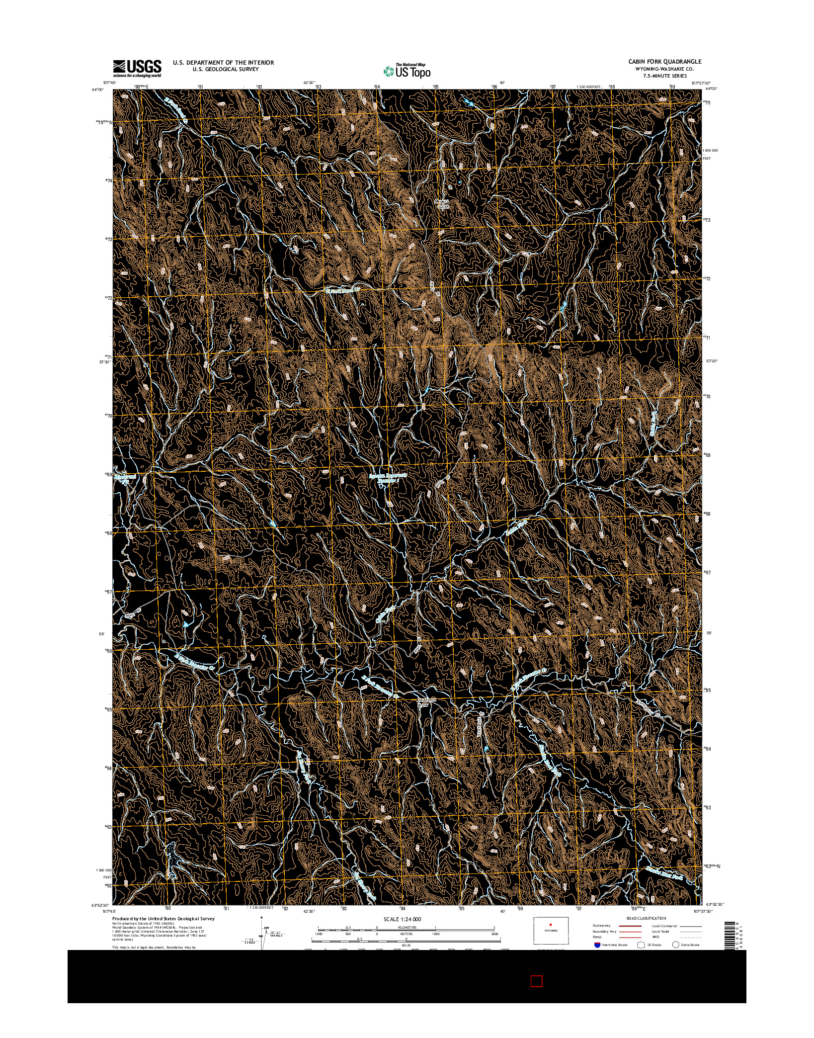 USGS US TOPO 7.5-MINUTE MAP FOR CABIN FORK, WY 2015