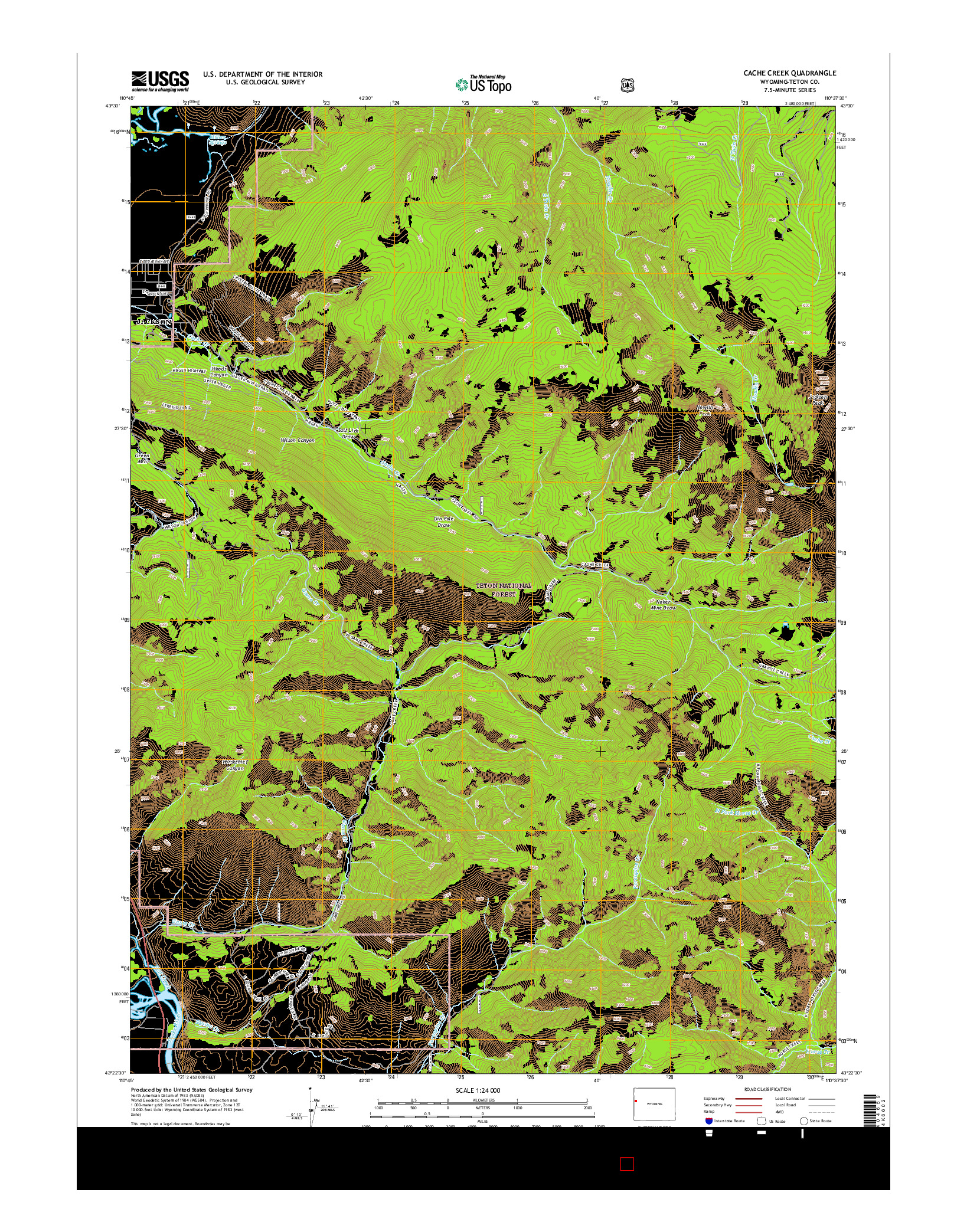 USGS US TOPO 7.5-MINUTE MAP FOR CACHE CREEK, WY 2015