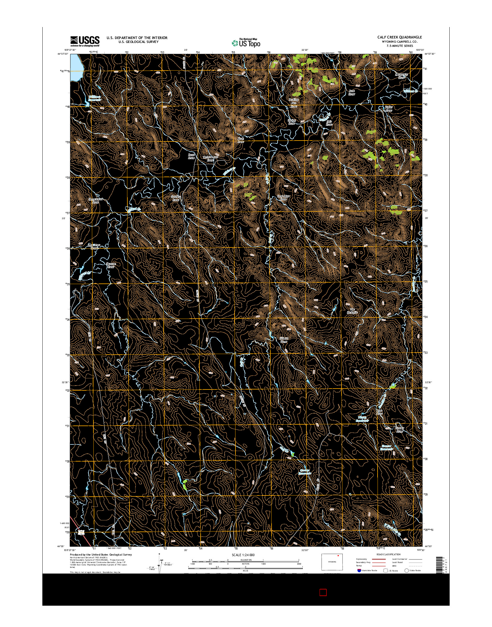 USGS US TOPO 7.5-MINUTE MAP FOR CALF CREEK, WY 2015