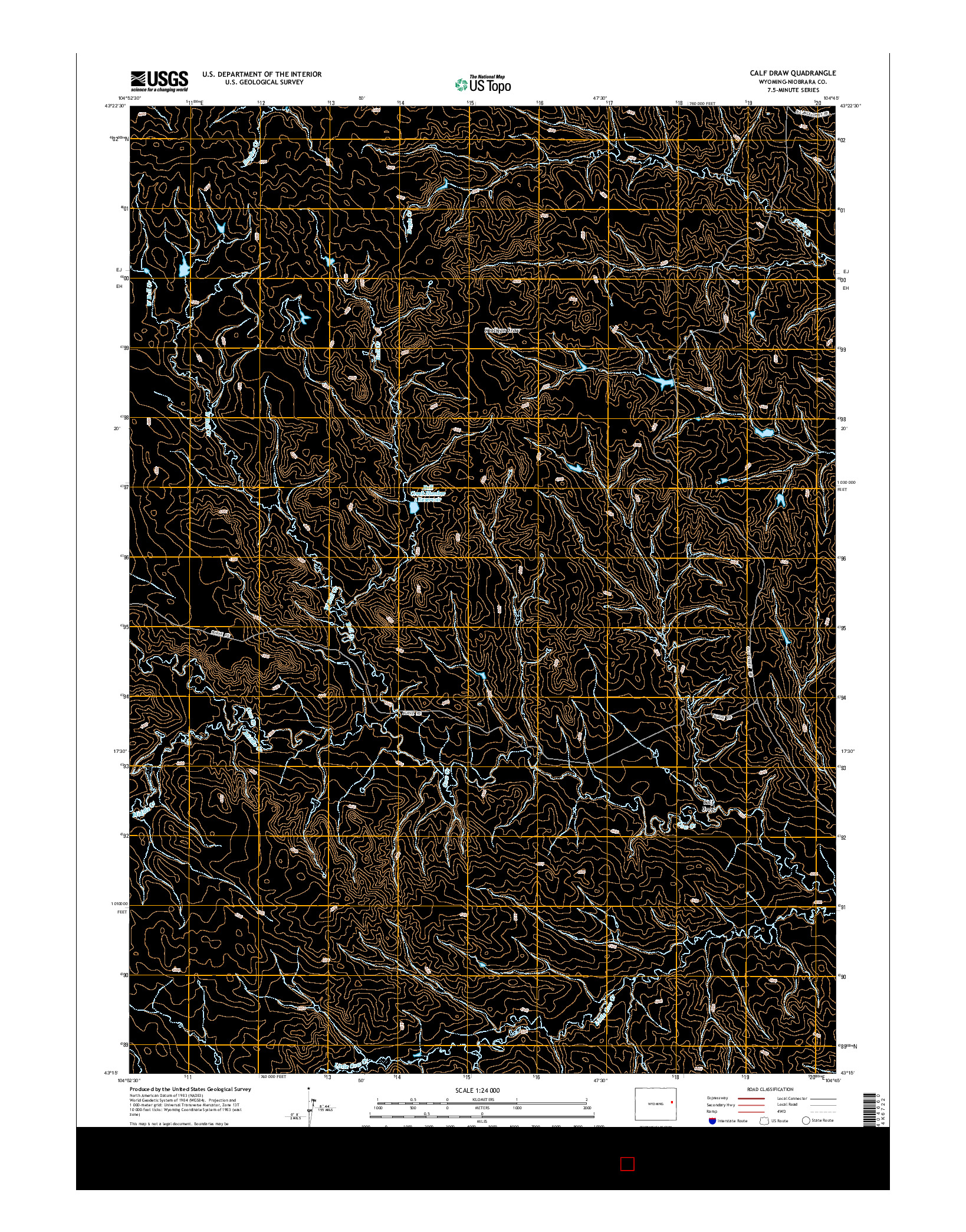 USGS US TOPO 7.5-MINUTE MAP FOR CALF DRAW, WY 2015