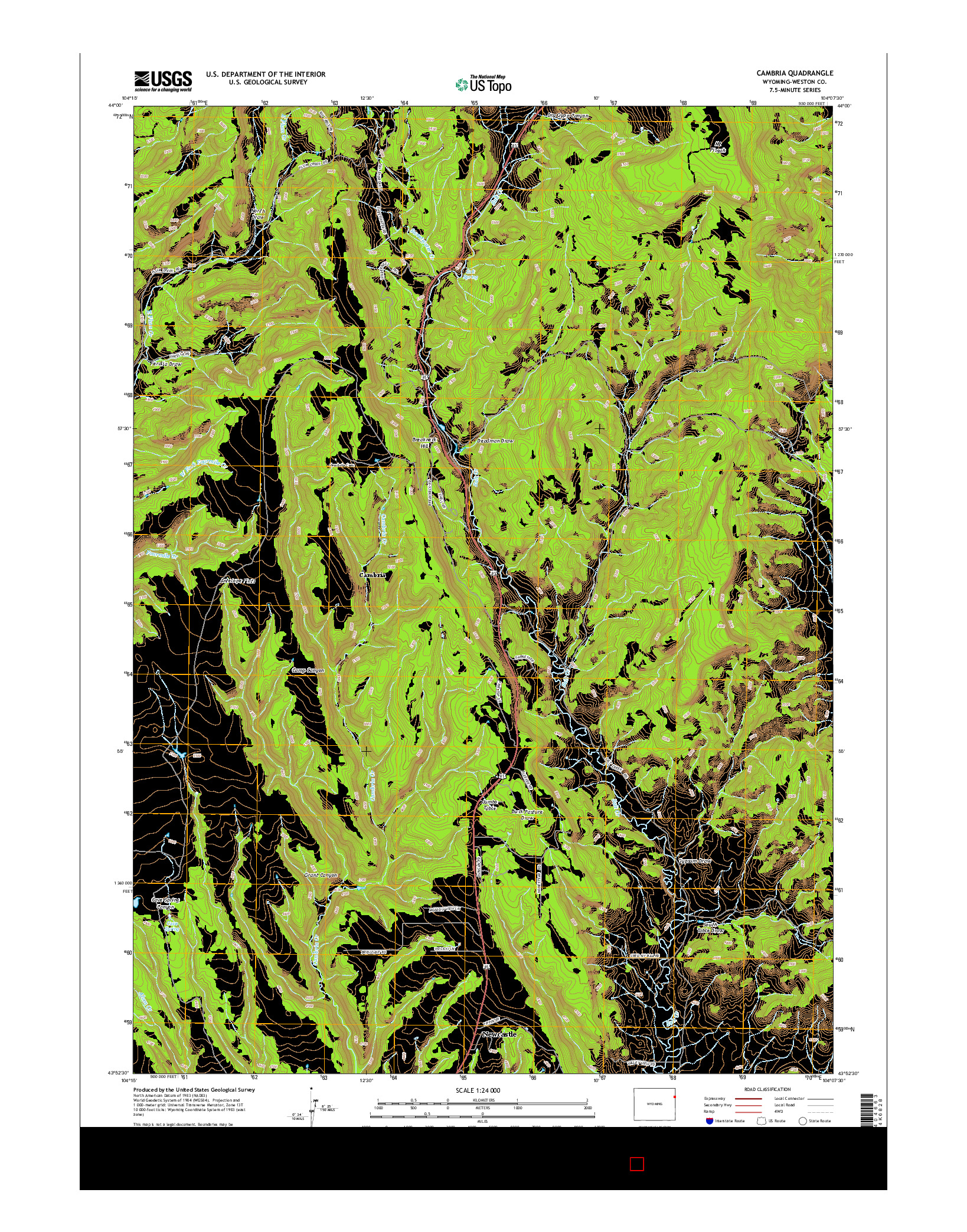 USGS US TOPO 7.5-MINUTE MAP FOR CAMBRIA, WY 2015