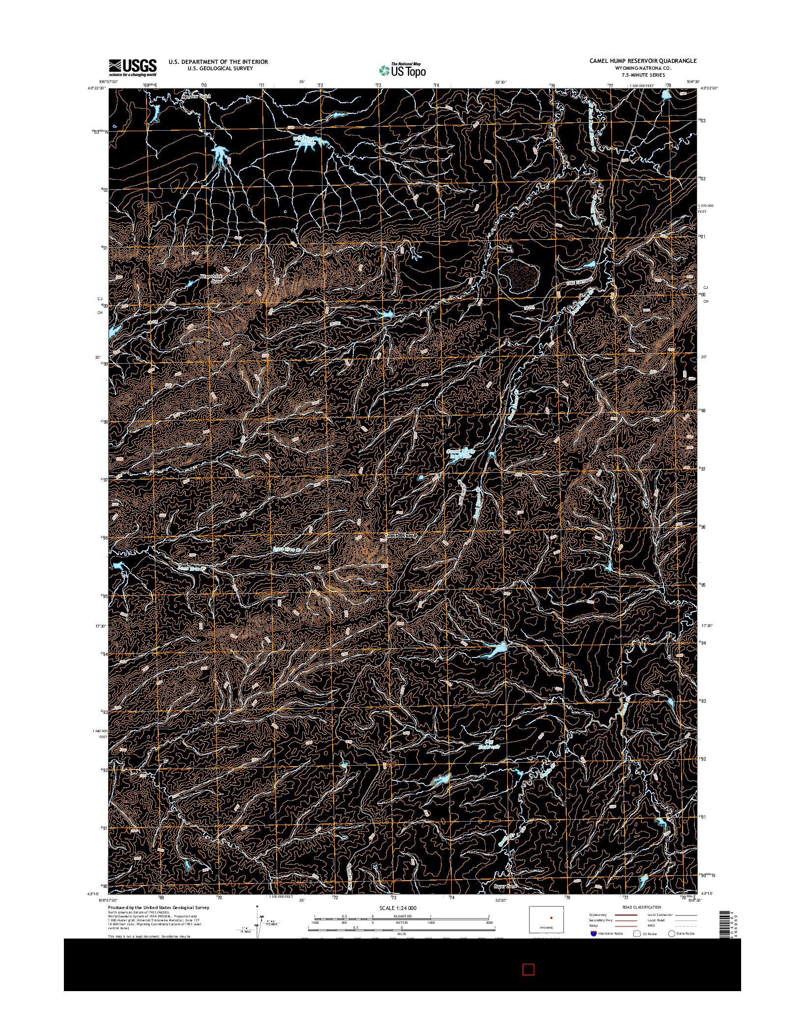 USGS US TOPO 7.5-MINUTE MAP FOR CAMEL HUMP RESERVOIR, WY 2015