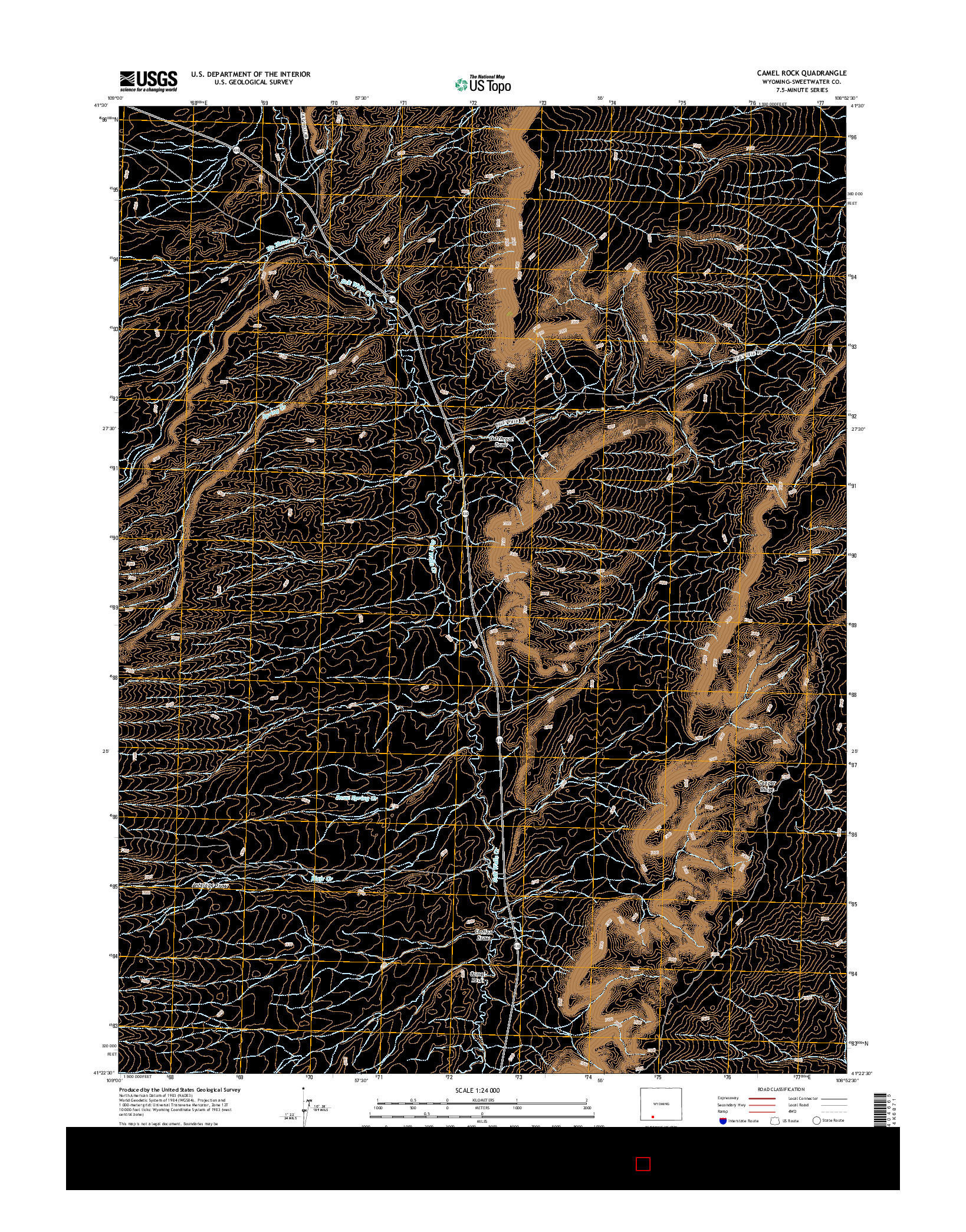 USGS US TOPO 7.5-MINUTE MAP FOR CAMEL ROCK, WY 2015