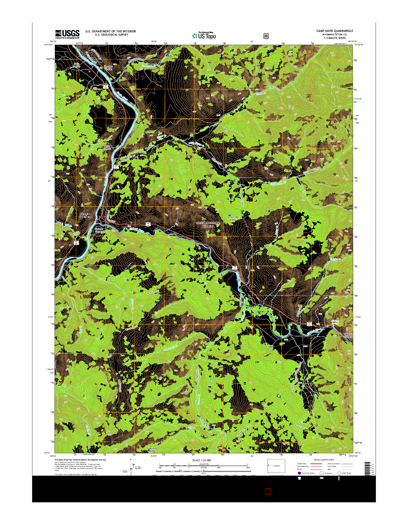 USGS US TOPO 7.5-MINUTE MAP FOR CAMP DAVIS, WY 2015