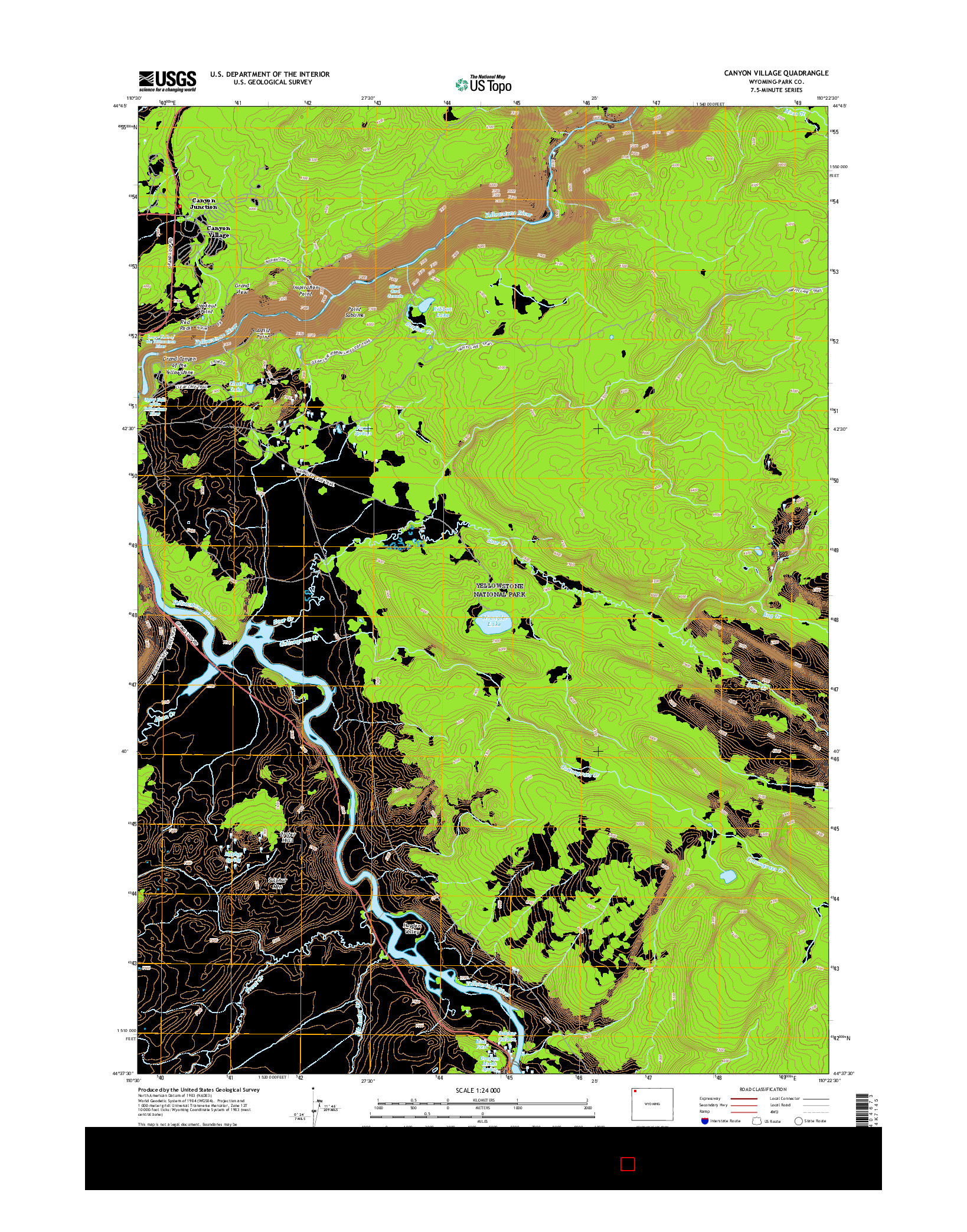 USGS US TOPO 7.5-MINUTE MAP FOR CANYON VILLAGE, WY 2015