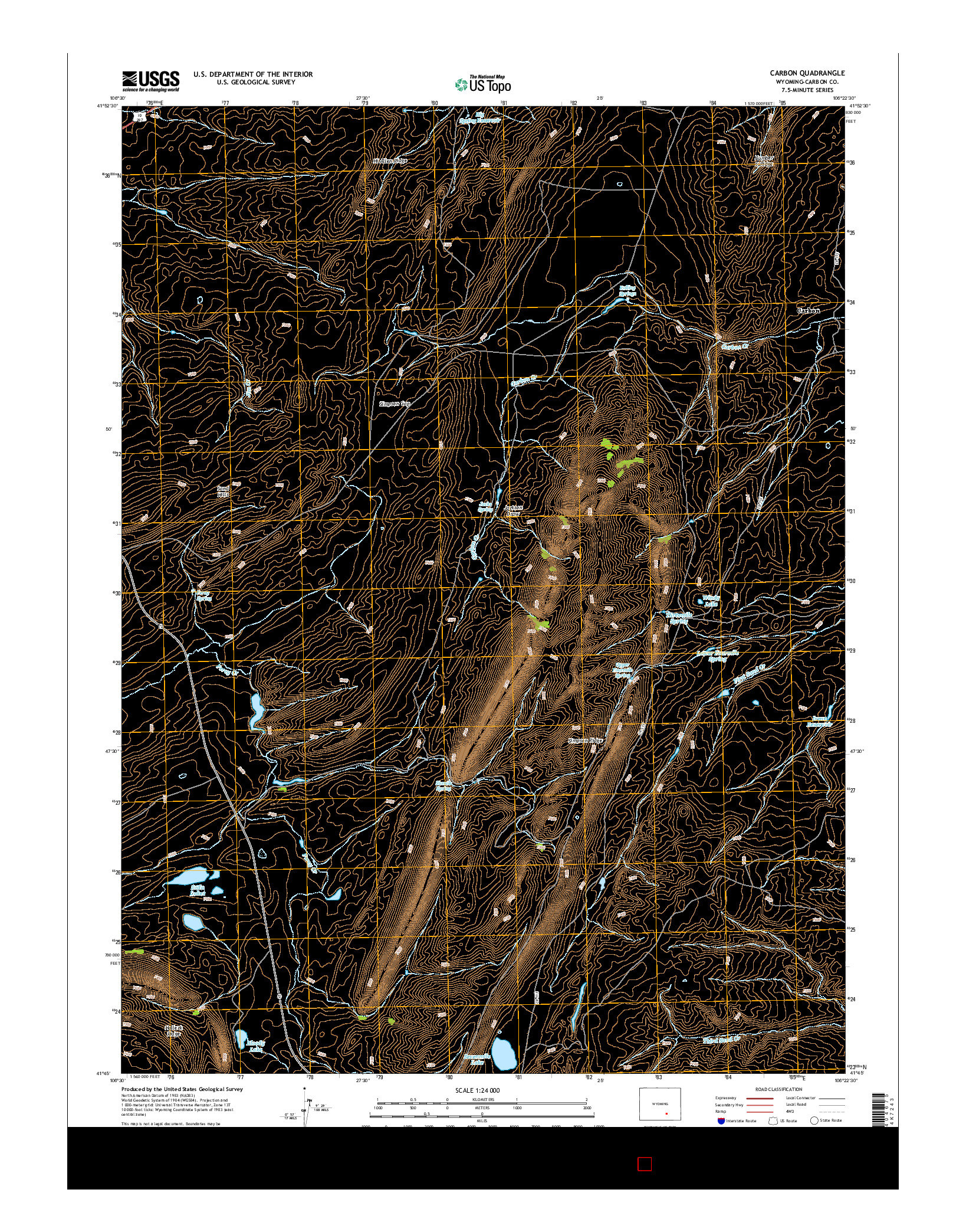 USGS US TOPO 7.5-MINUTE MAP FOR CARBON, WY 2015