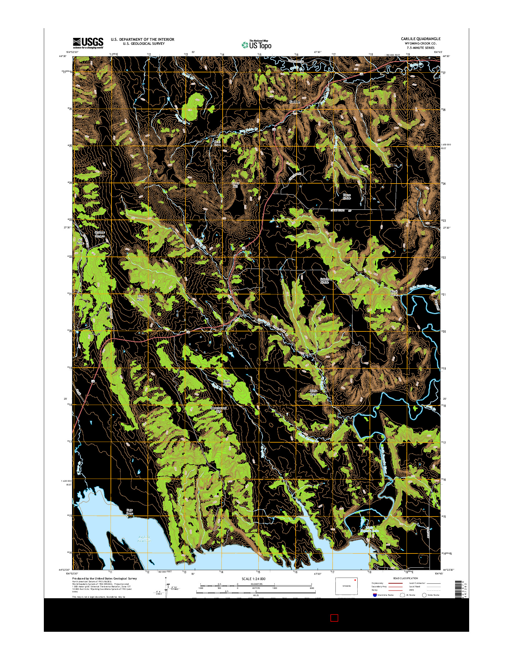 USGS US TOPO 7.5-MINUTE MAP FOR CARLILE, WY 2015