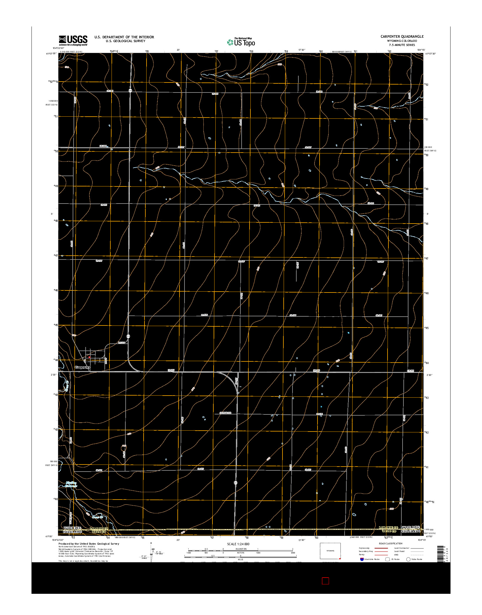 USGS US TOPO 7.5-MINUTE MAP FOR CARPENTER, WY-CO 2015