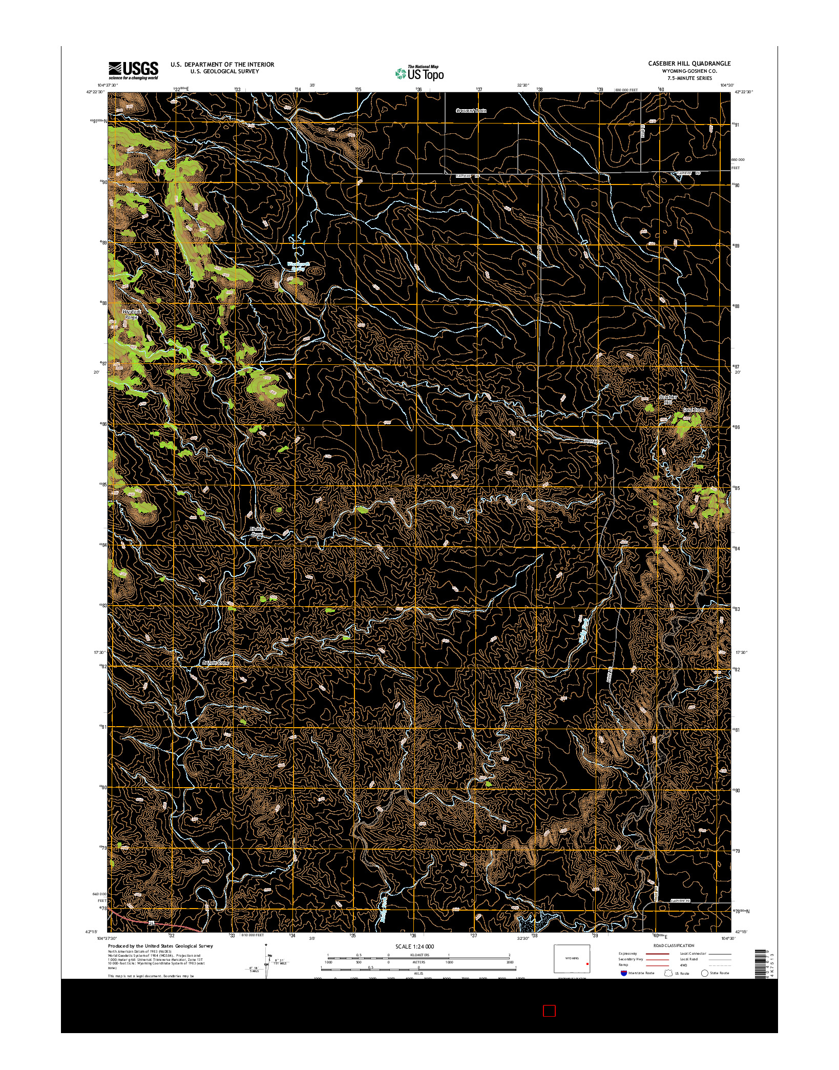 USGS US TOPO 7.5-MINUTE MAP FOR CASEBIER HILL, WY 2015