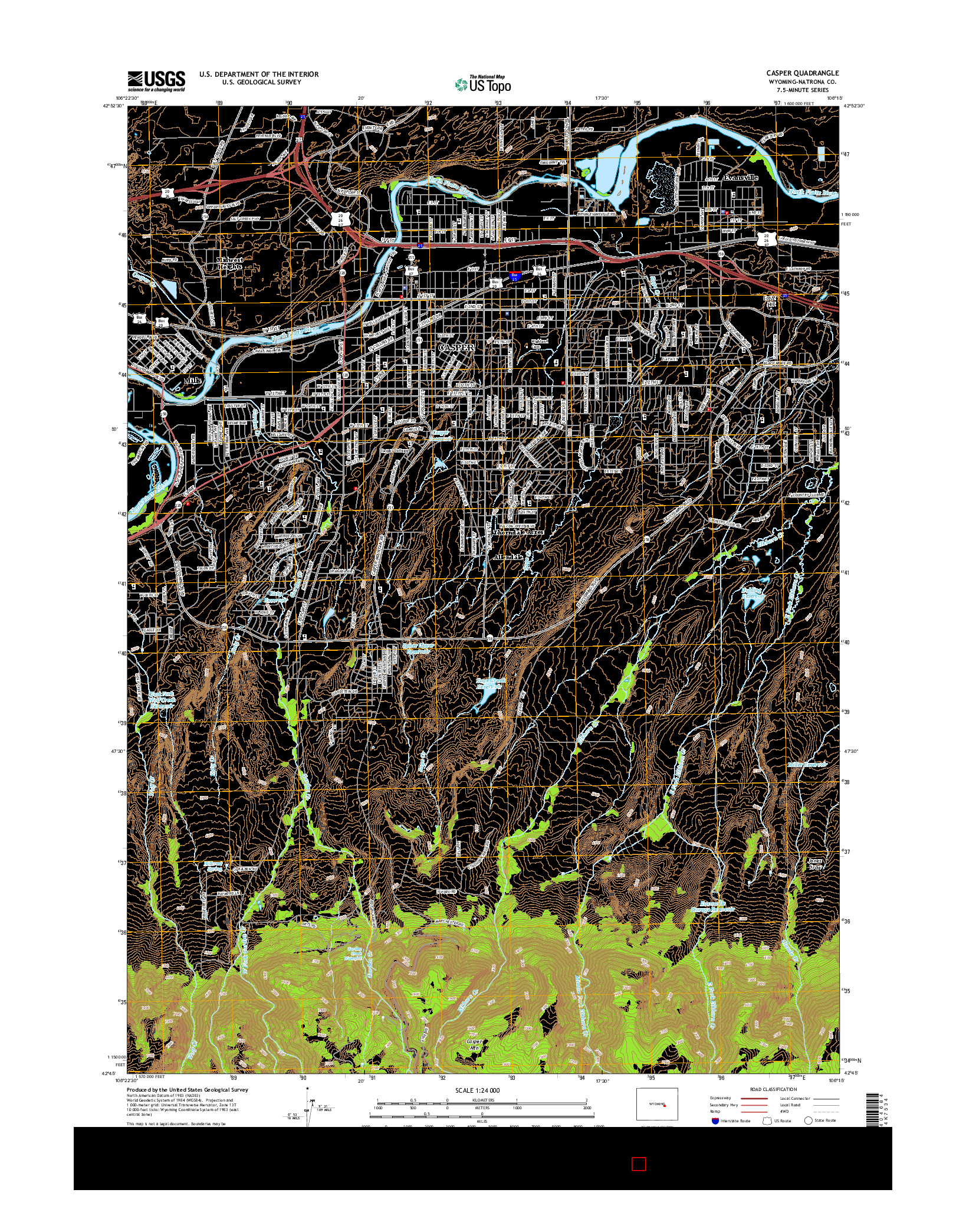 USGS US TOPO 7.5-MINUTE MAP FOR CASPER, WY 2015