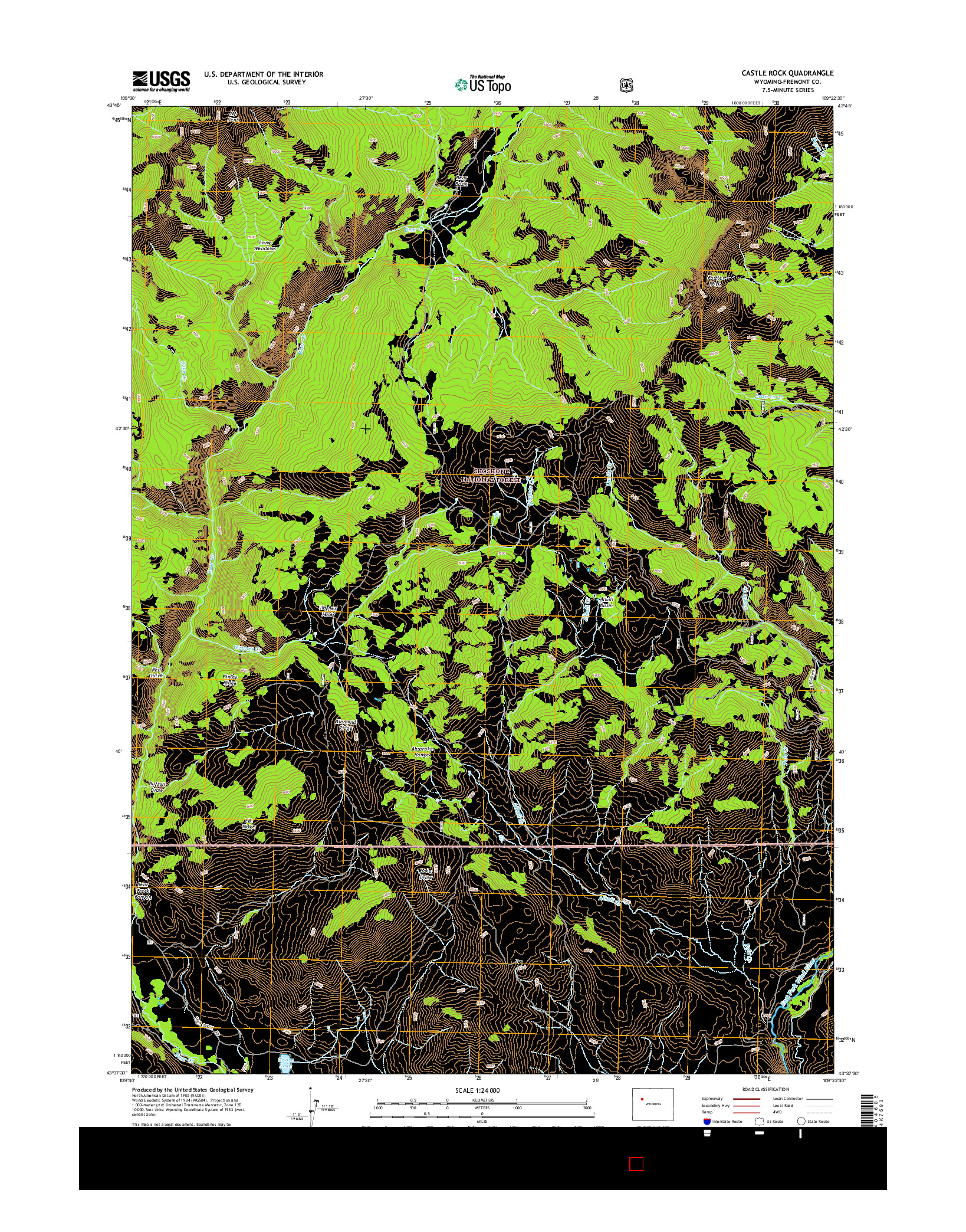 USGS US TOPO 7.5-MINUTE MAP FOR CASTLE ROCK, WY 2015