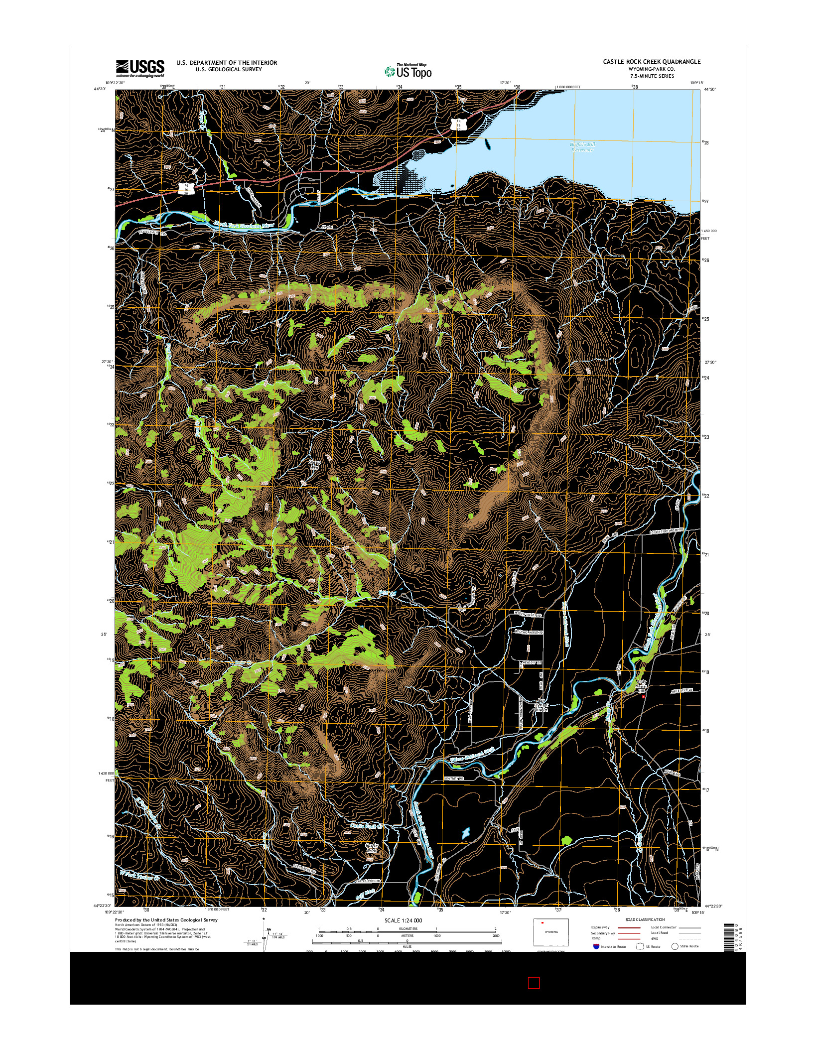 USGS US TOPO 7.5-MINUTE MAP FOR CASTLE ROCK CREEK, WY 2015