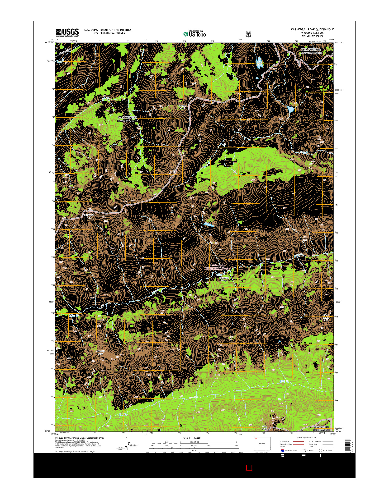 USGS US TOPO 7.5-MINUTE MAP FOR CATHEDRAL PEAK, WY 2015