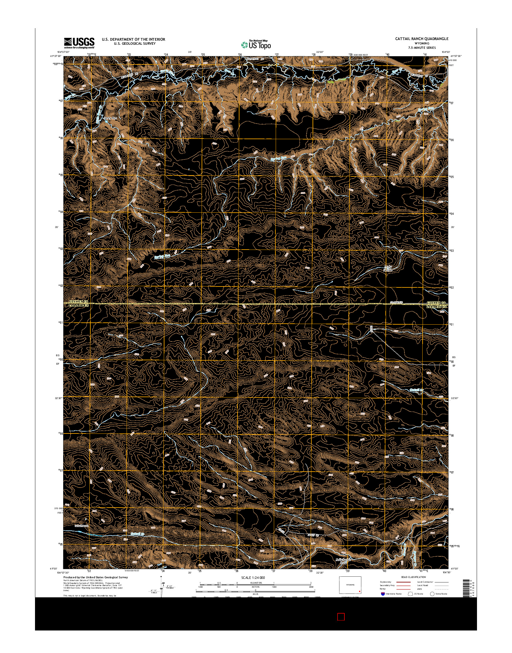 USGS US TOPO 7.5-MINUTE MAP FOR CATTAIL RANCH, WY 2015