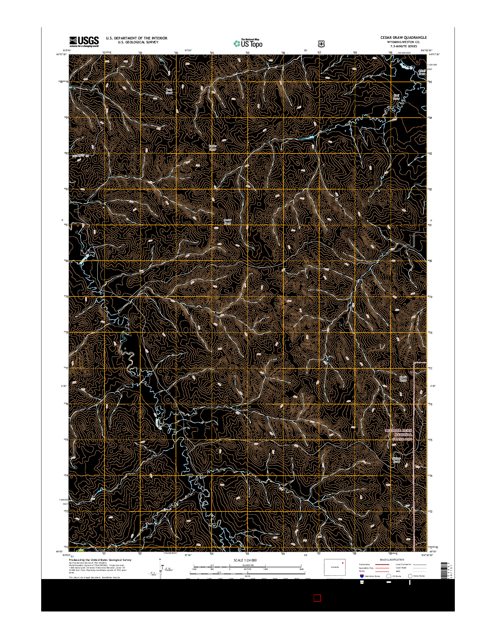 USGS US TOPO 7.5-MINUTE MAP FOR CEDAR DRAW, WY 2015