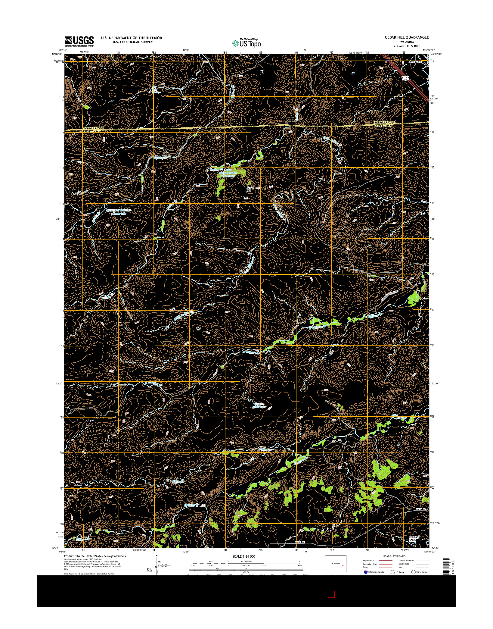 USGS US TOPO 7.5-MINUTE MAP FOR CEDAR HILL, WY 2015