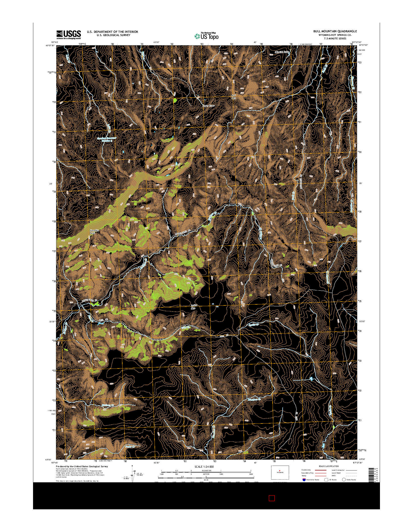 USGS US TOPO 7.5-MINUTE MAP FOR BULL MOUNTAIN, WY 2015