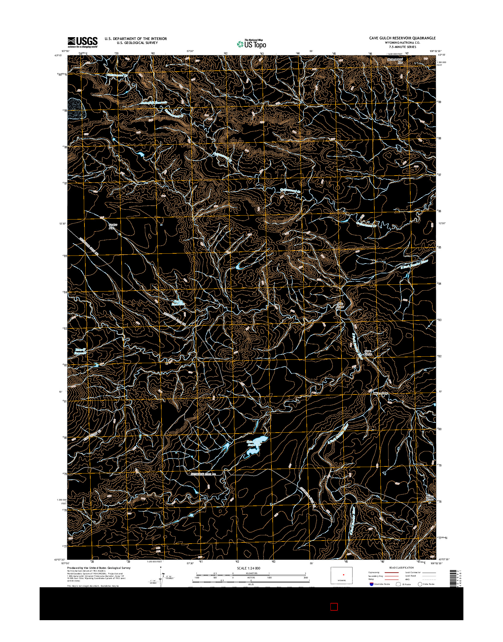 USGS US TOPO 7.5-MINUTE MAP FOR CAVE GULCH RESERVOIR, WY 2015