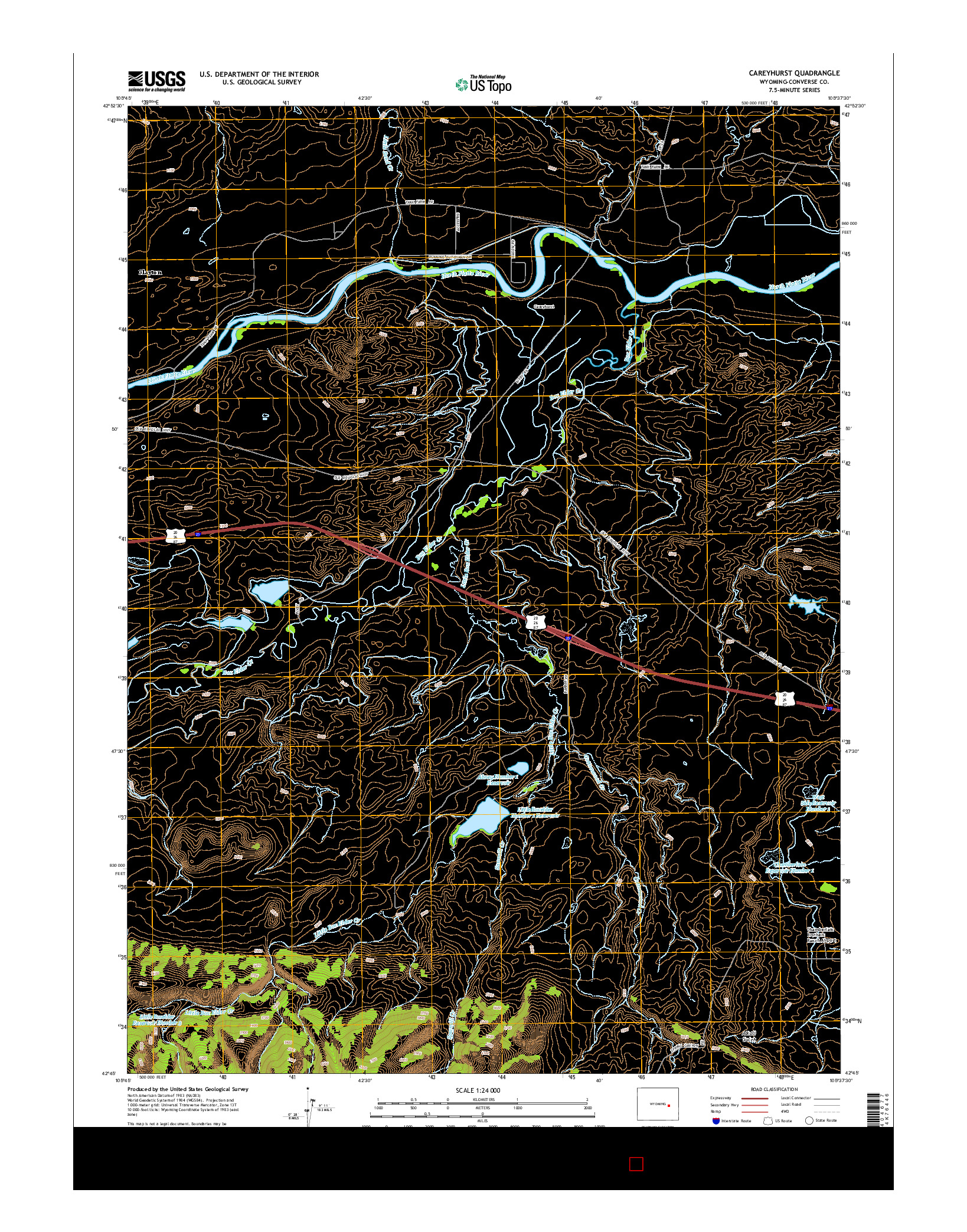 USGS US TOPO 7.5-MINUTE MAP FOR CAREYHURST, WY 2015