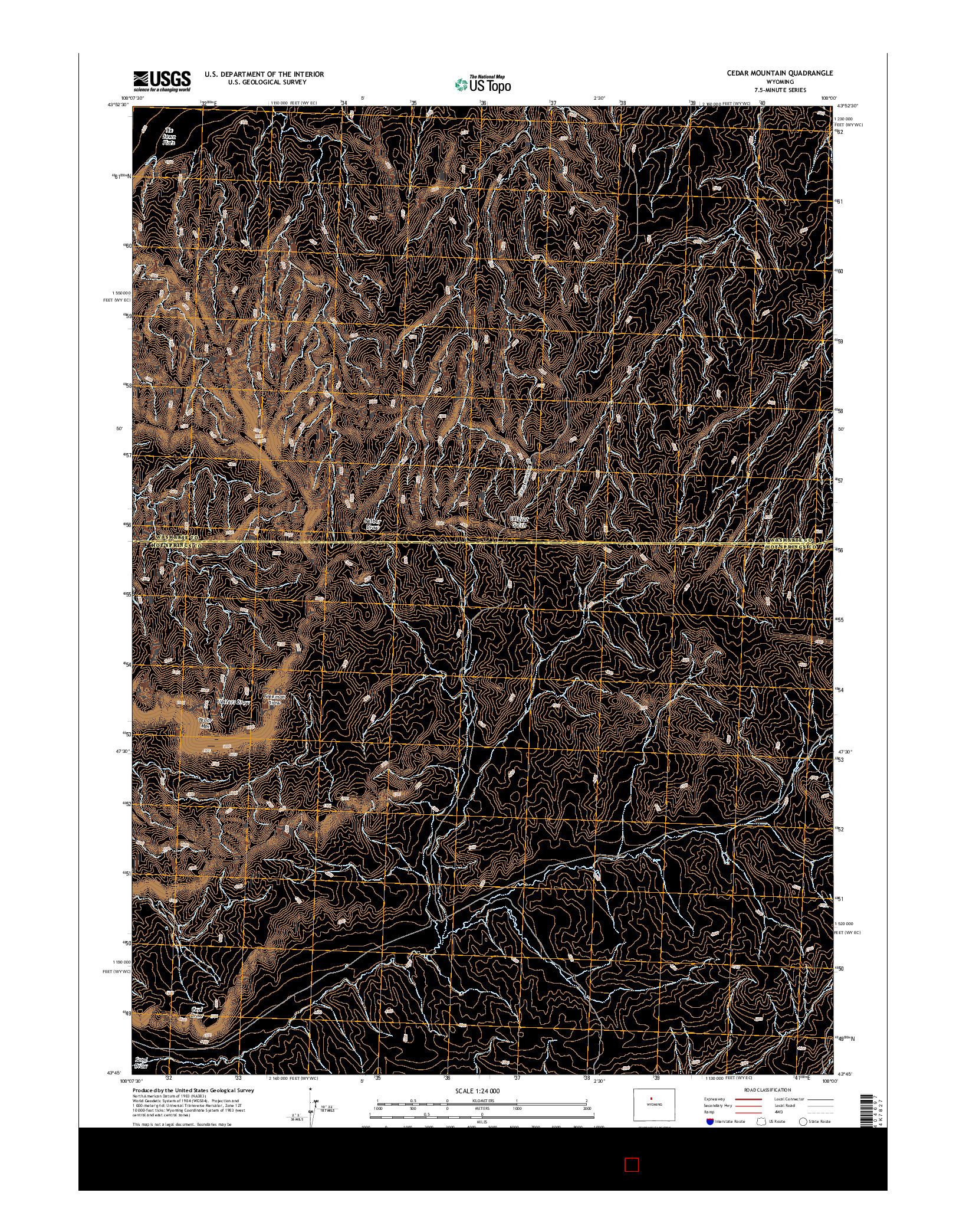 USGS US TOPO 7.5-MINUTE MAP FOR CEDAR MOUNTAIN, WY 2015
